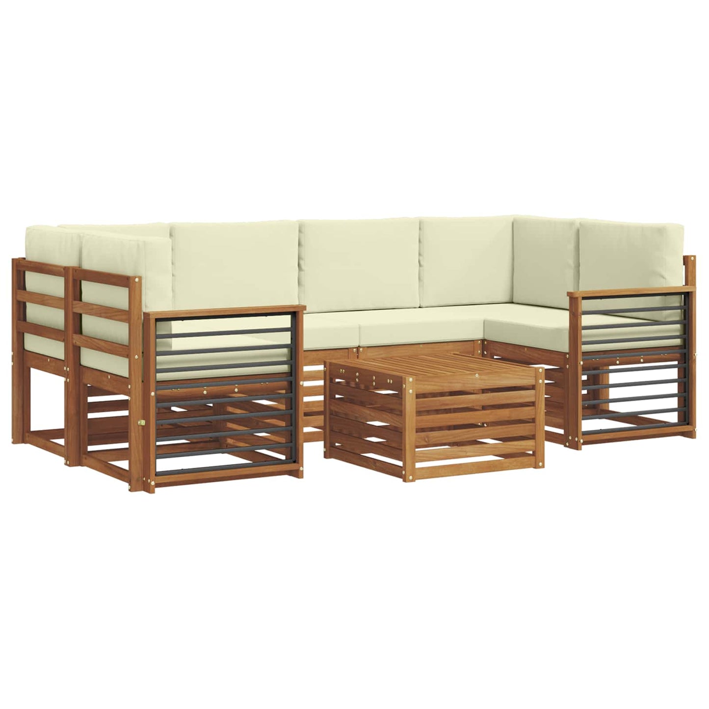 vidaXL Σειρά Καναπέ Εξωτερικού με μαξιλάρι 7 pcs Φυσικό και Κρέμα