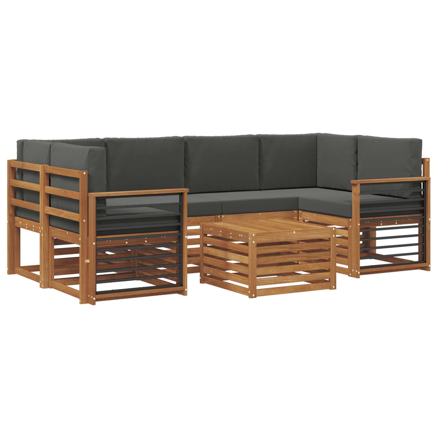 vidaXL Σειρά Καναπέ Εξωτερικού με μαξιλάρι 7 pcs Φυσικό και Ανθρακί