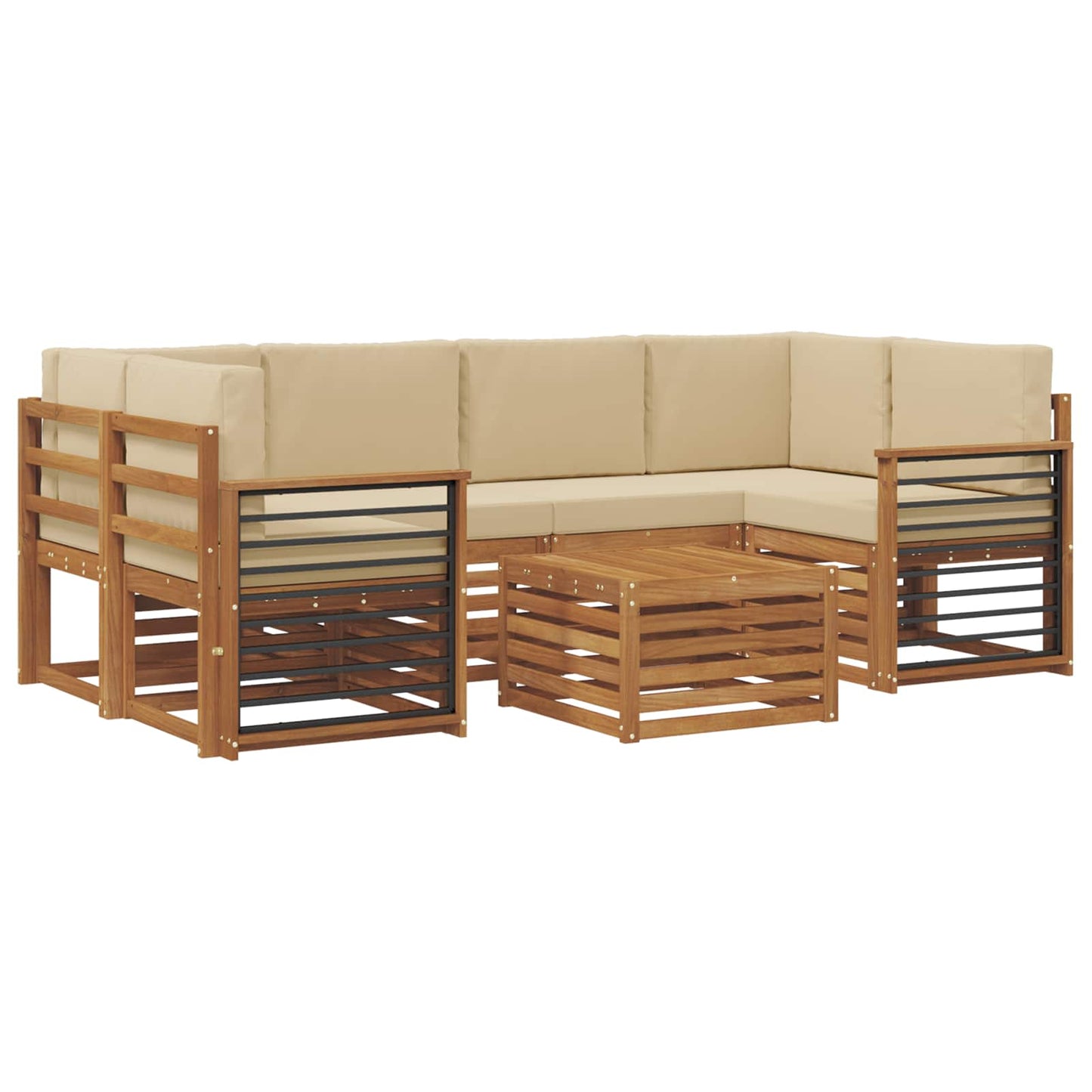 vidaXL Σειρά Καναπέ Εξωτερικού με μαξιλάρι 7 pcs Φυσικό και Μπεζ