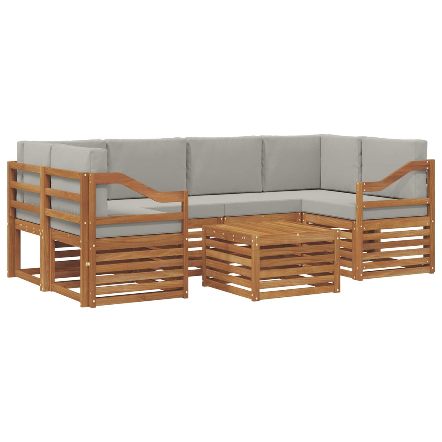 vidaXL Σειρά Καναπέ Εξωτερικού 7 pcs Φυσικό και Ανοιχτό Γκρι