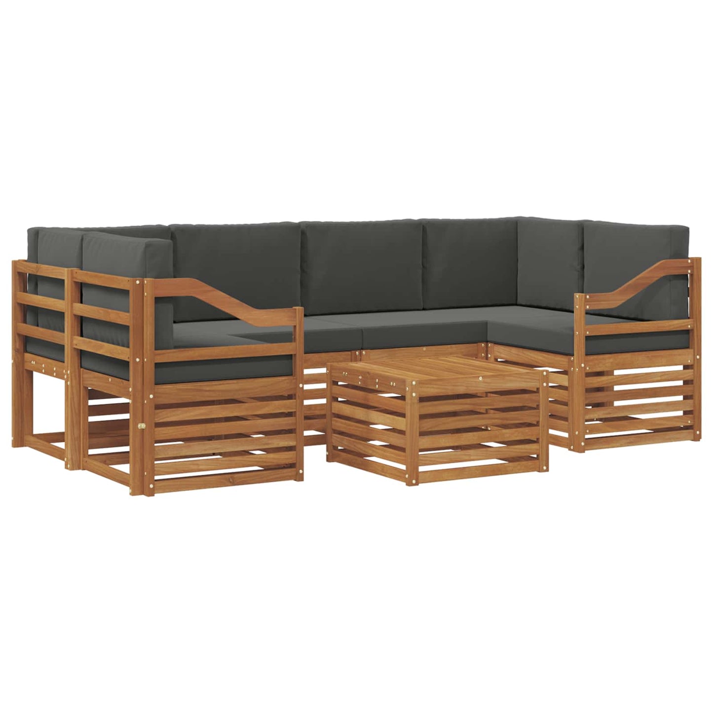 vidaXL Σειρά Καναπέ Εξωτερικού με μαξιλάρι 7 pcs Φυσικό και Ανθρακί