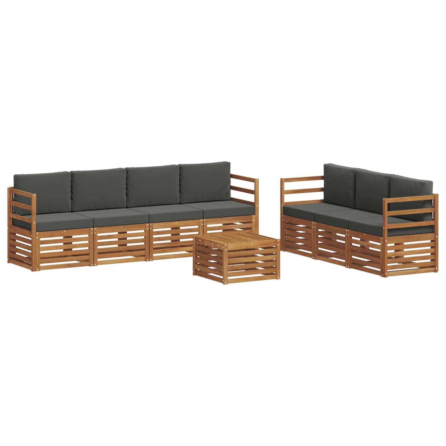 vidaXL Σετ Καναπέ 8 pcs Φυσικό και Ανθρακί Στερεό Ξύλο Ακακίας