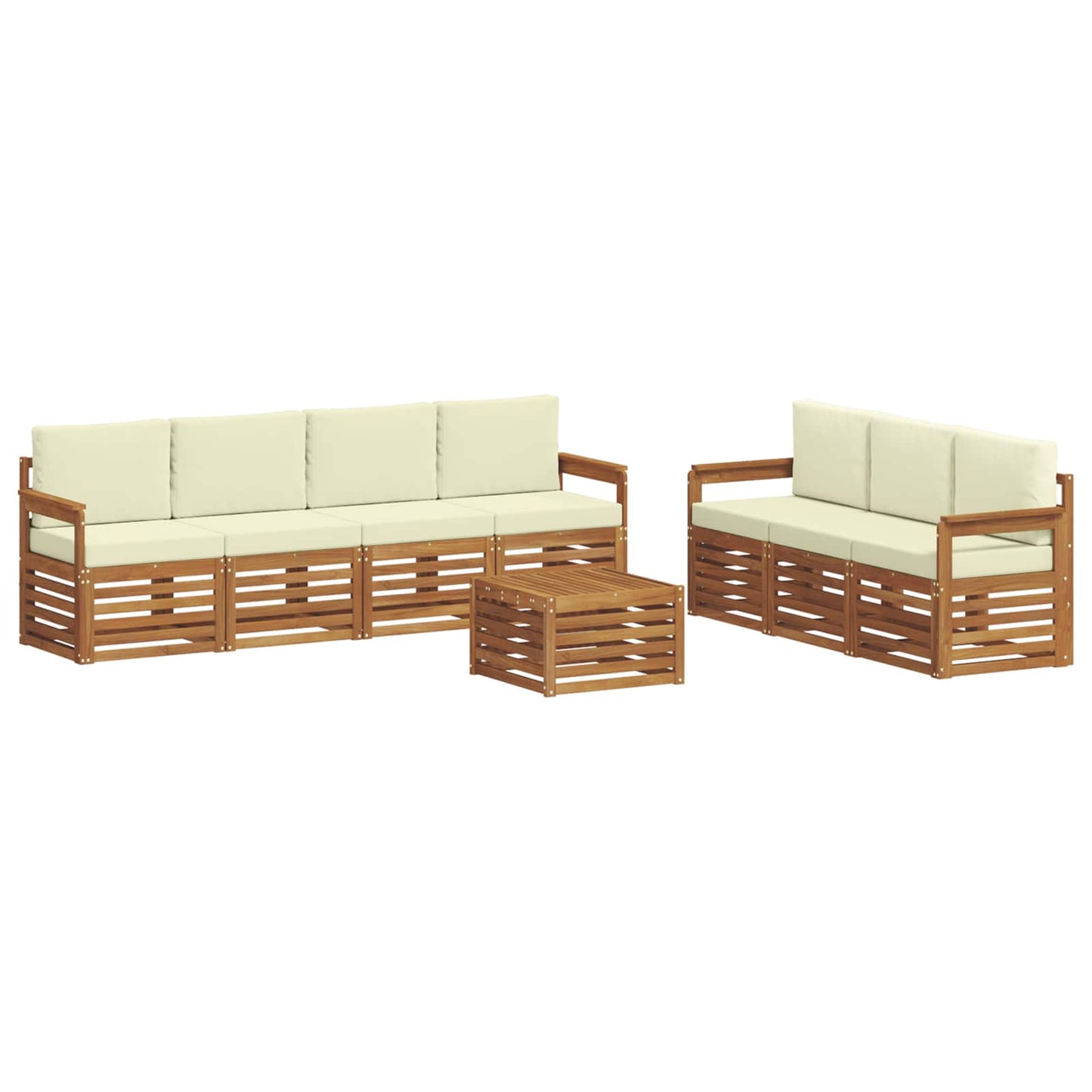 vidaXL Σετ Καναπέ 8 pcs Φυσικό και Κρέμα Στερεό Ξύλο Ακακίας