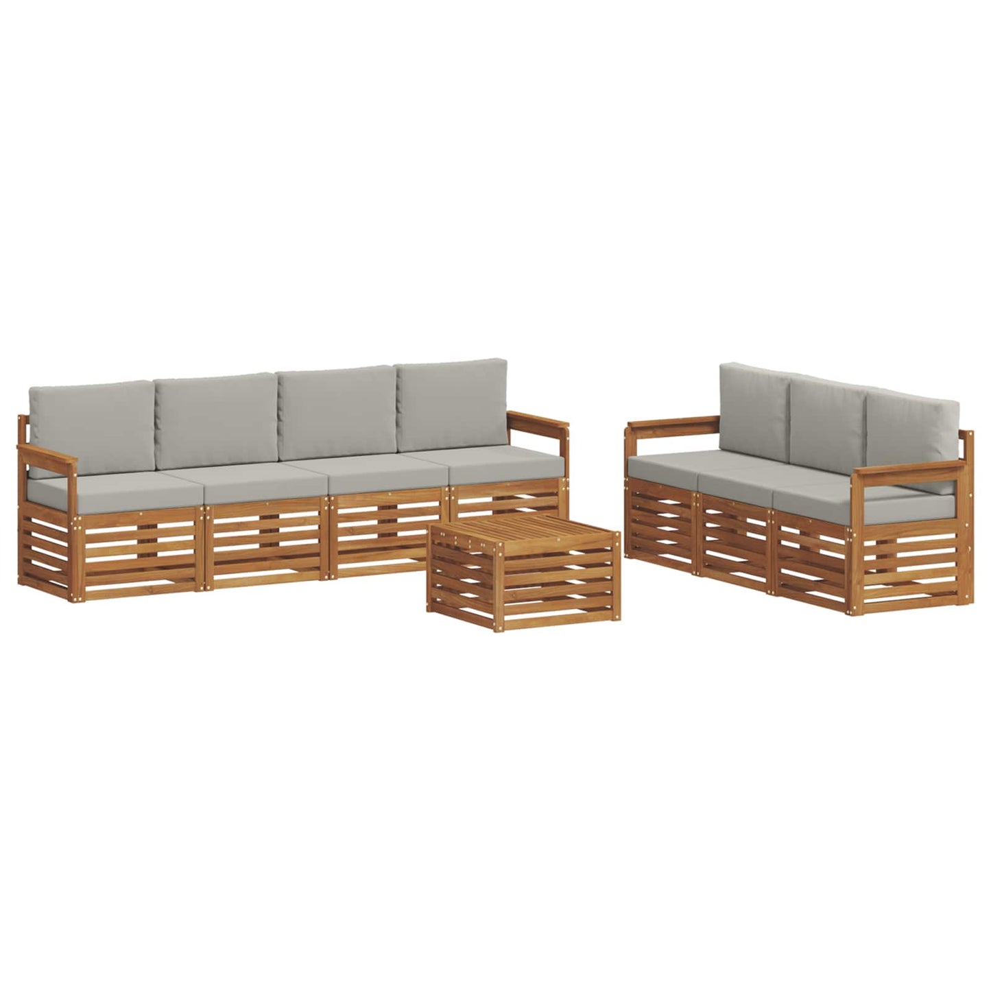 vidaXL Σετ Καναπέ 8 pcs Φυσικό και Ανοιχτό Γκρι Στερεό Ξύλο Ακακίας