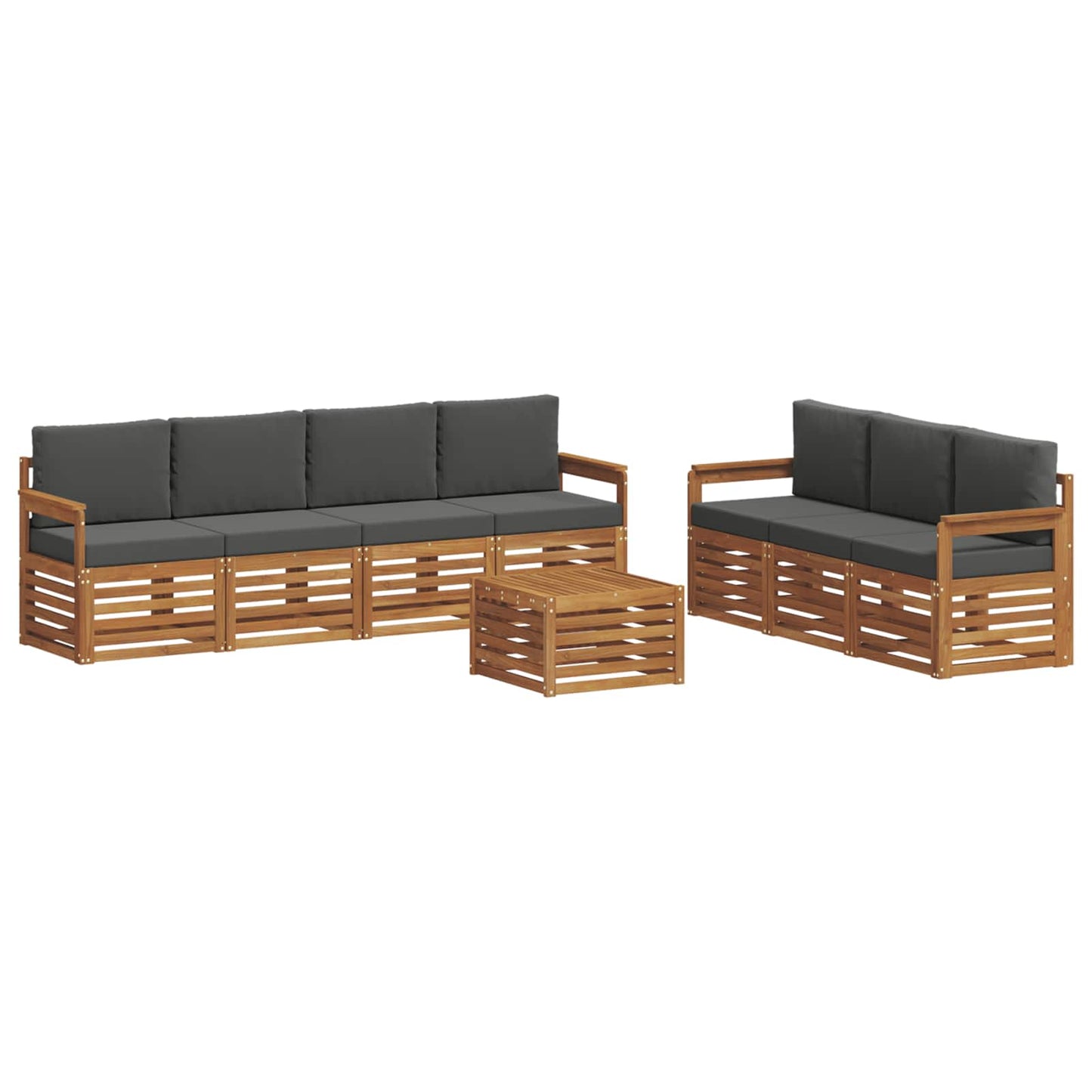 vidaXL Σετ Καναπέ 8 pcs Φυσικό και Ανθρακί Στερεό Ξύλο Ακακίας