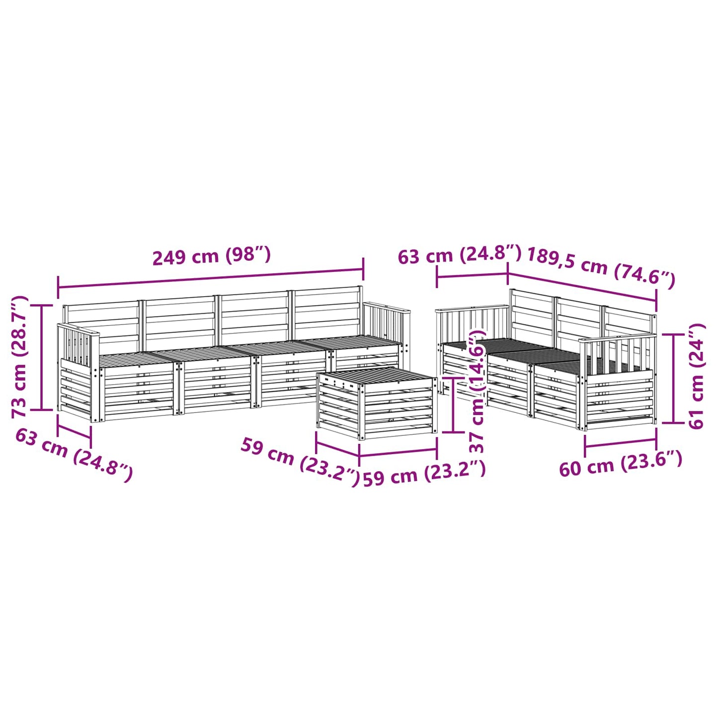 vidaXL Σετ Καναπέ 8 pcs Φυσικό Στερεό Ξύλο Ακακίας