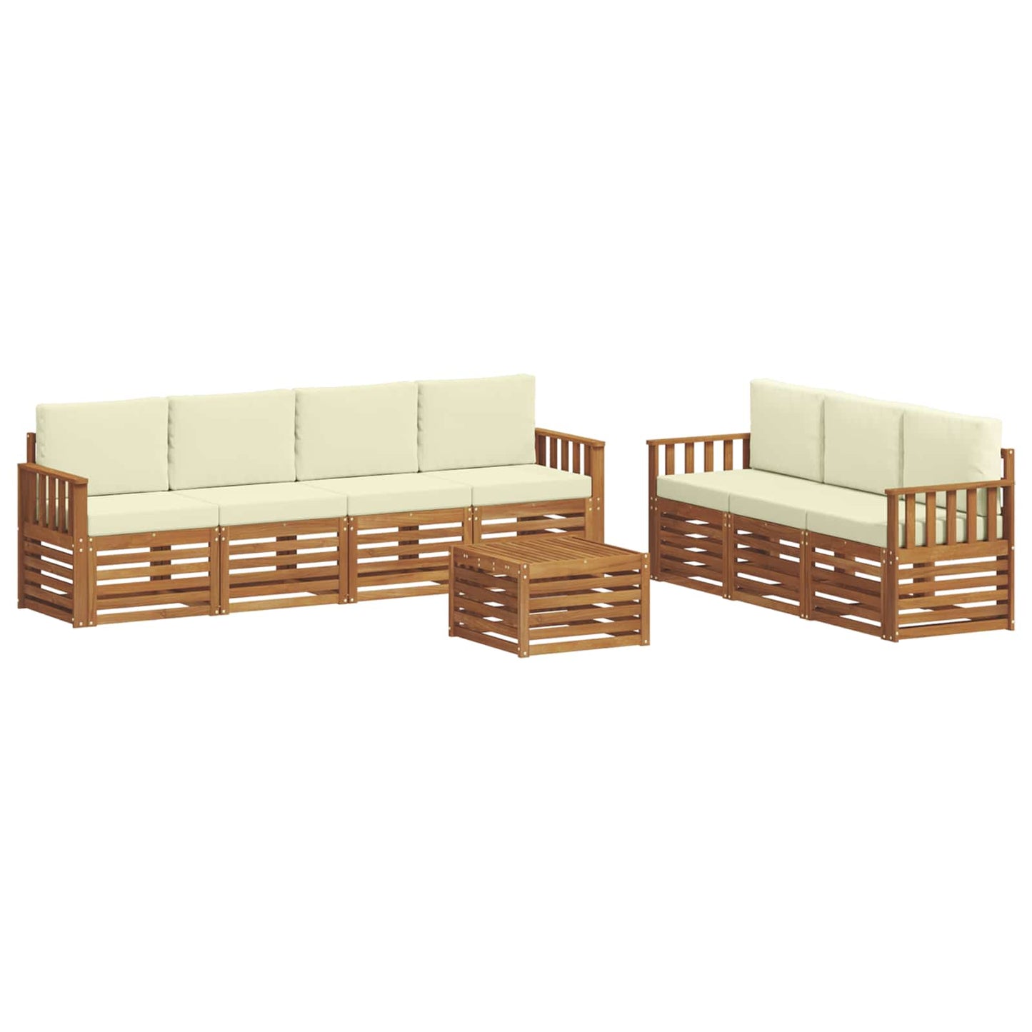 vidaXL Σετ Καναπέ 8 pcs Φυσικό και Κρέμα Στερεό Ξύλο Ακακίας
