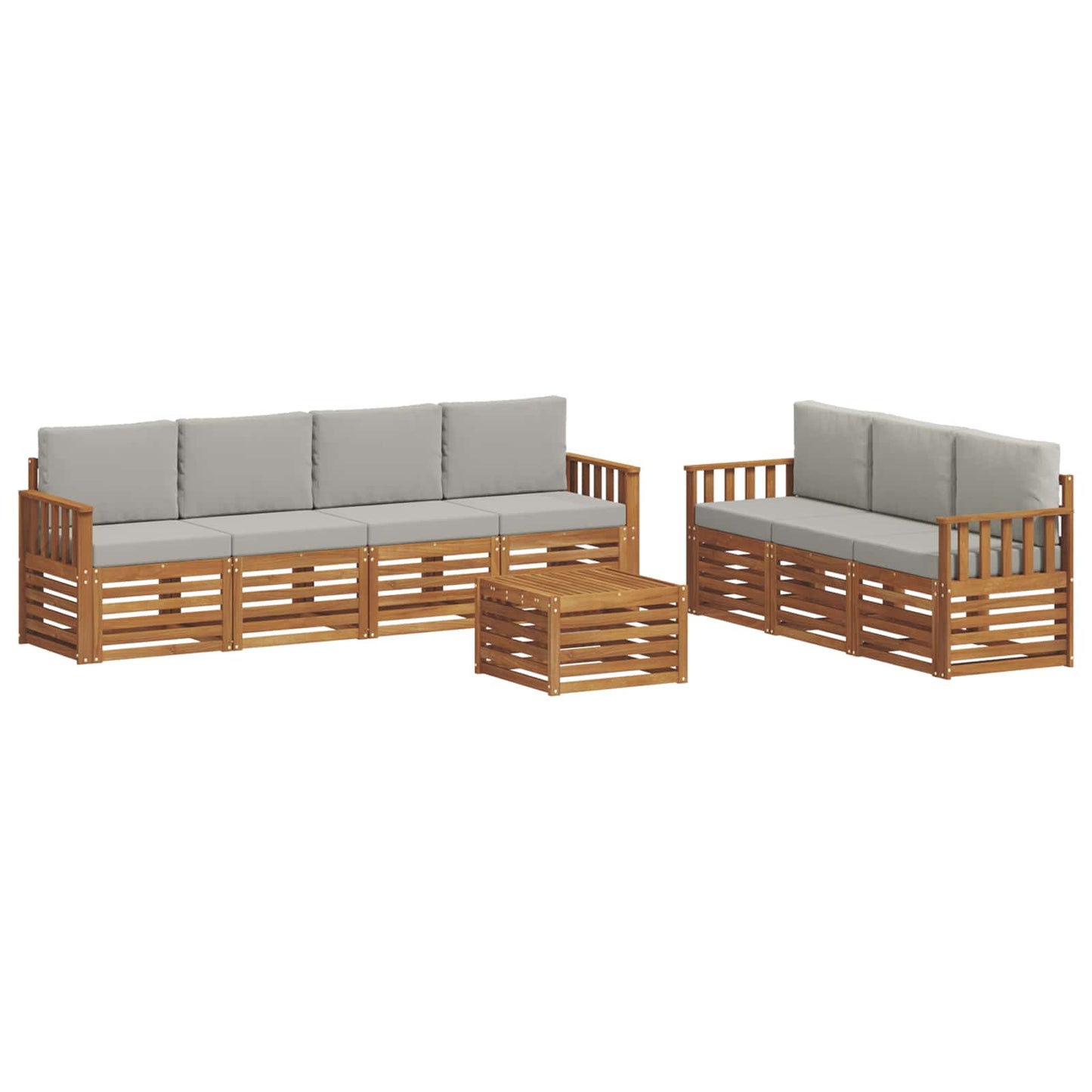 vidaXL Σετ Καναπέ 8 pcs Φυσικό και Ανοιχτό Γκρι Στερεό Ξύλο Ακακίας