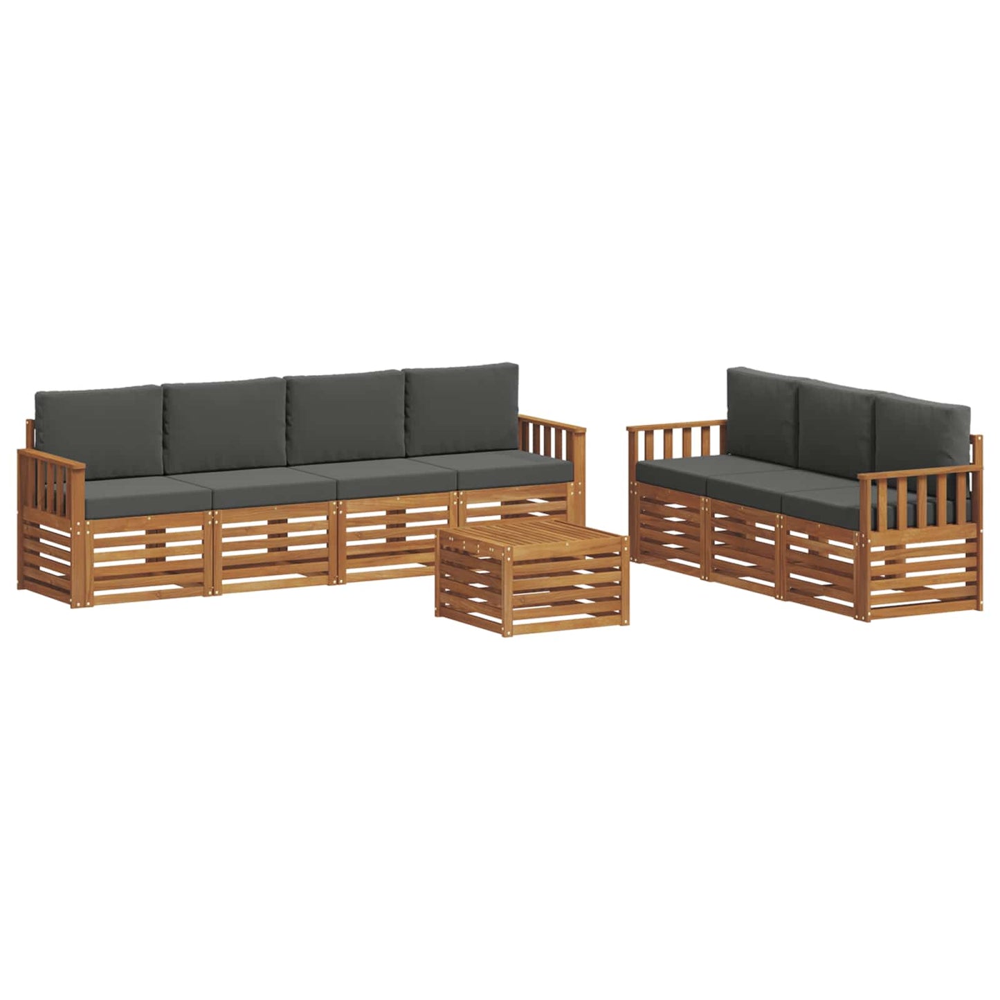 vidaXL Σετ Καναπέ 8 pcs Φυσικό και Ανθρακί Στερεό Ξύλο Ακακίας