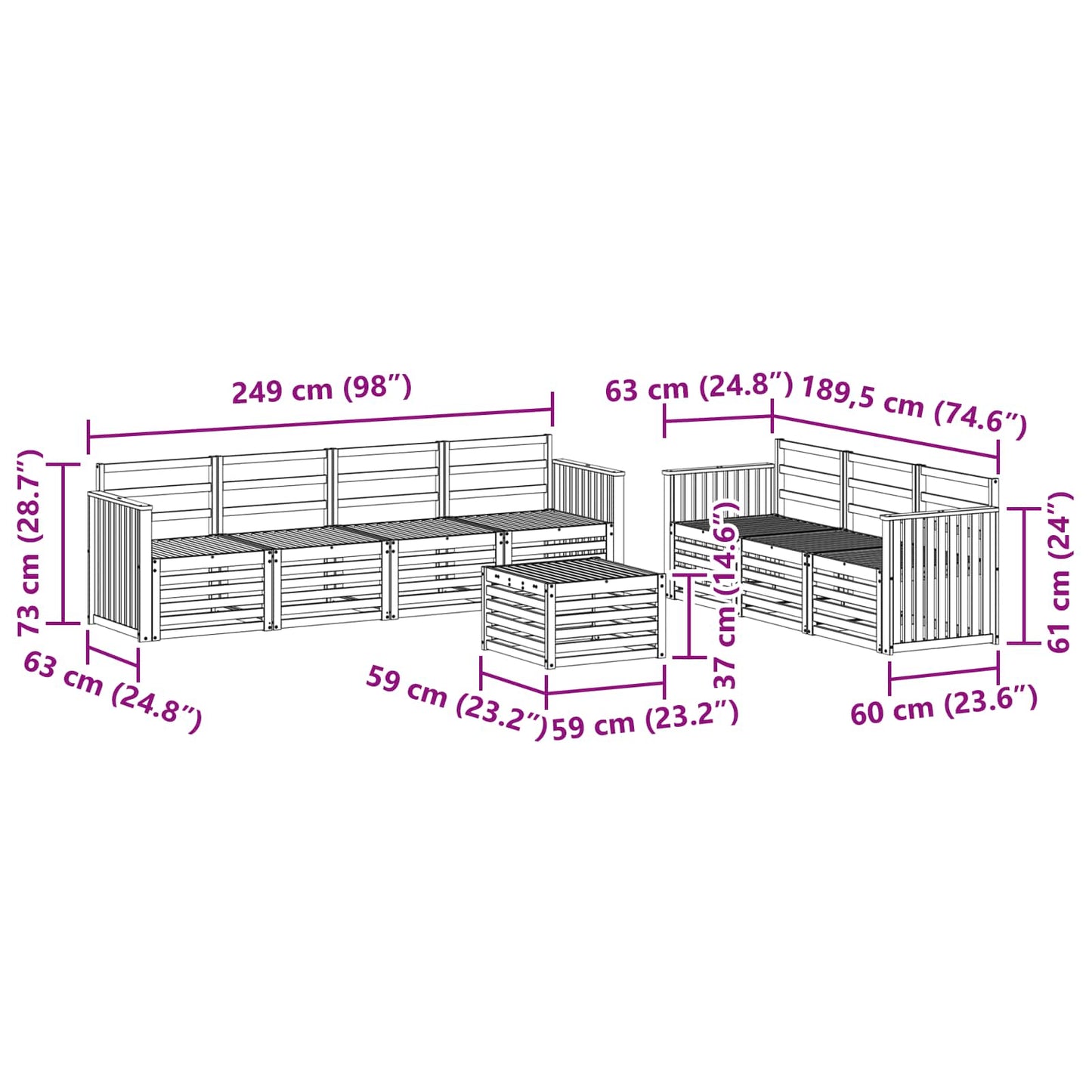 vidaXL Σετ Καναπέ 8 pcs Φυσικό Στερεό Ξύλο Ακακίας