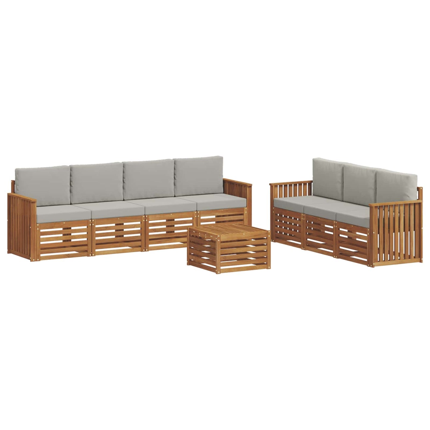 vidaXL Σετ Καναπέ 8 pcs Φυσικό και Ανοιχτό Γκρι Στερεό Ξύλο Ακακίας