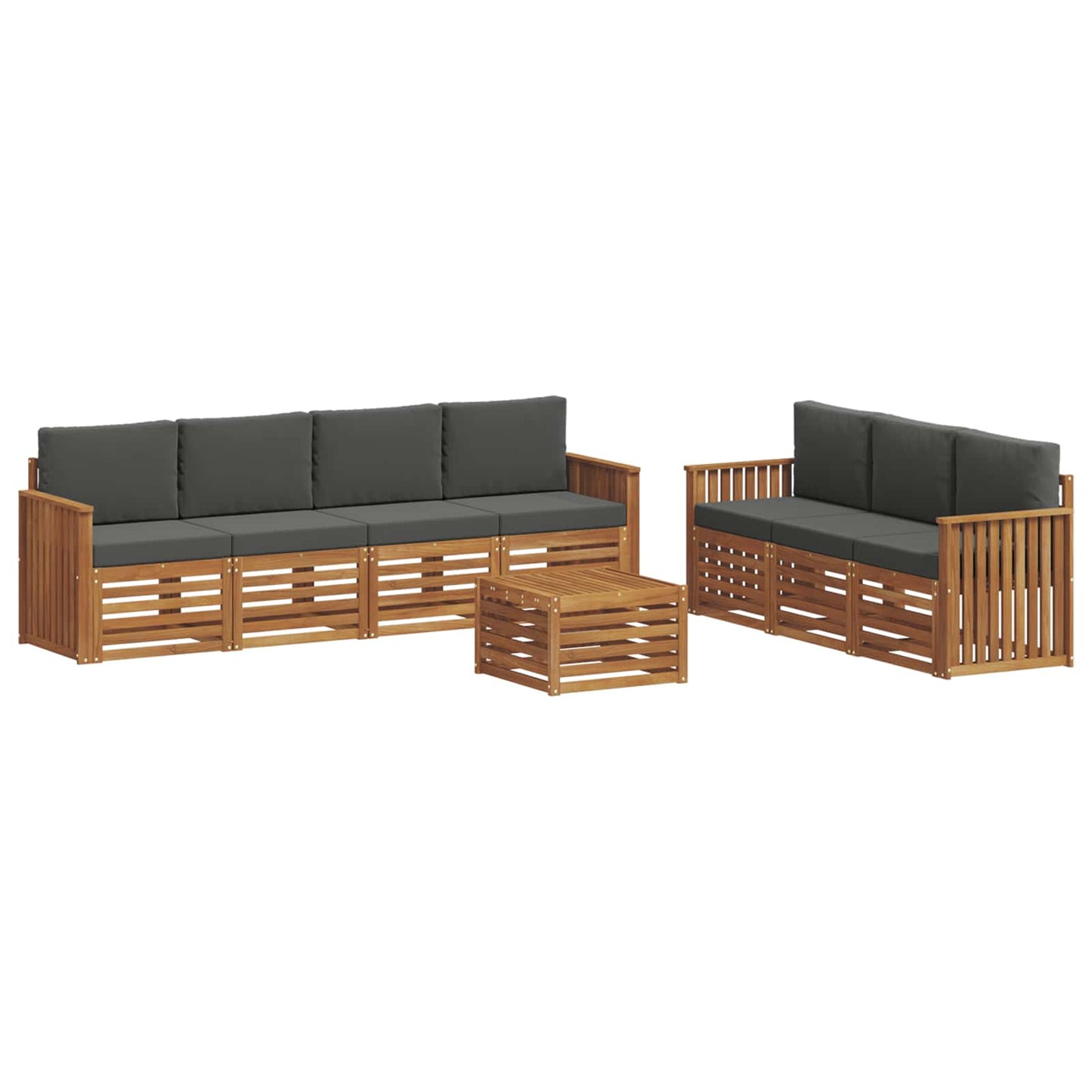 vidaXL Σετ Καναπέ 8 pcs Φυσικό και Ανθρακί Στερεό Ξύλο Ακακίας