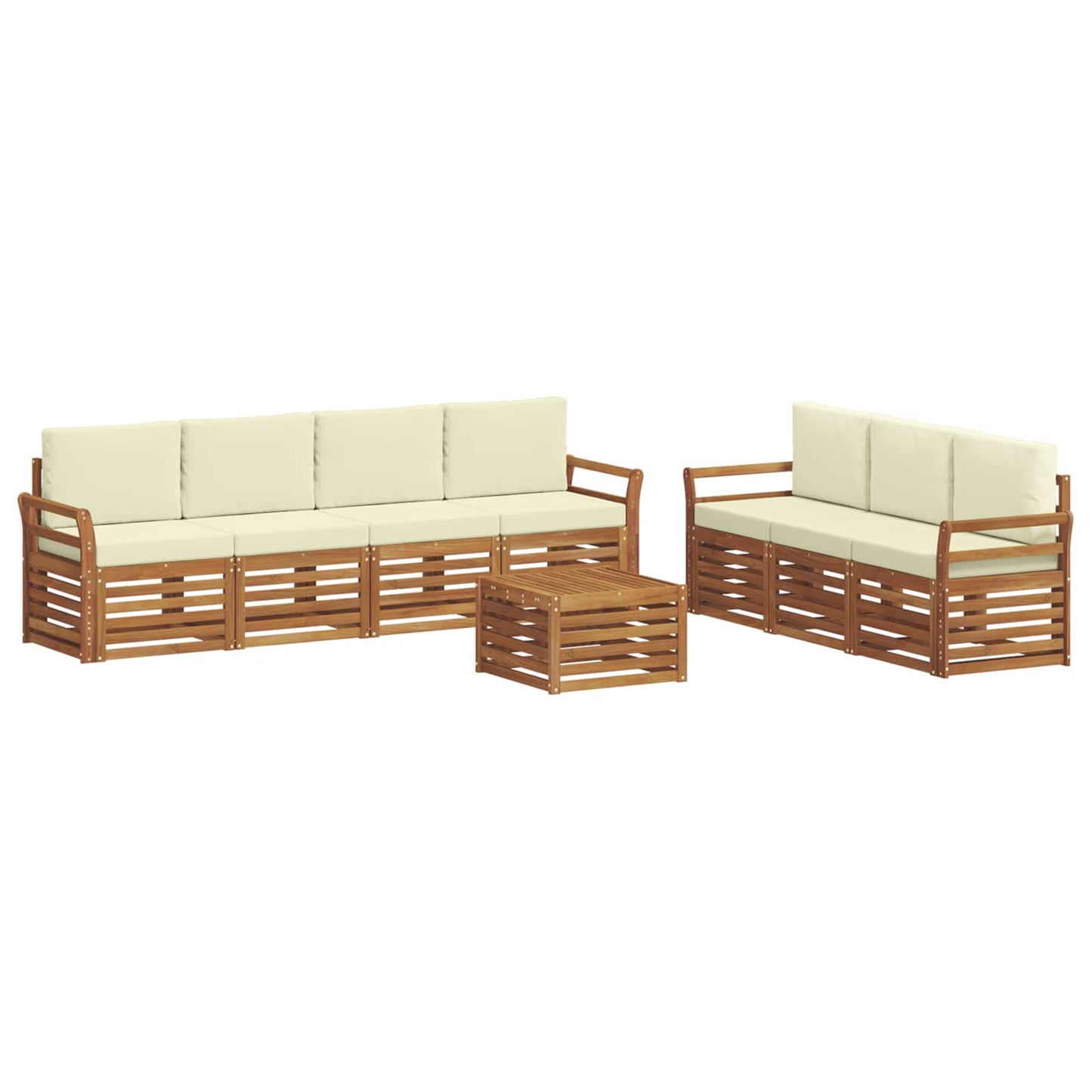 vidaXL Σετ Καναπέ 8 pcs Φυσικό και Κρέμα Στερεό Ξύλο Ακακίας