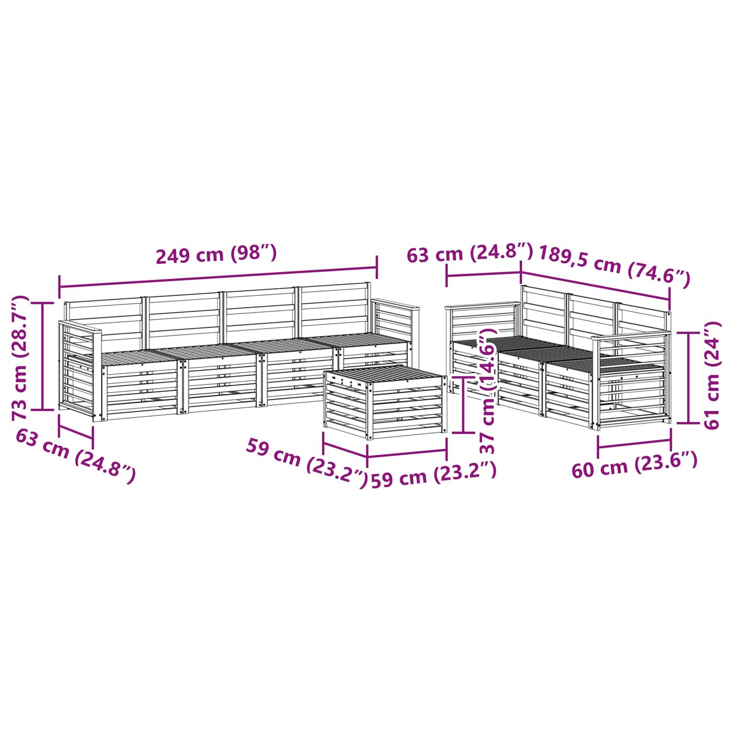 vidaXL Σετ Καναπέ 8 pcs Φυσικό Στερεό Ξύλο Ακακίας