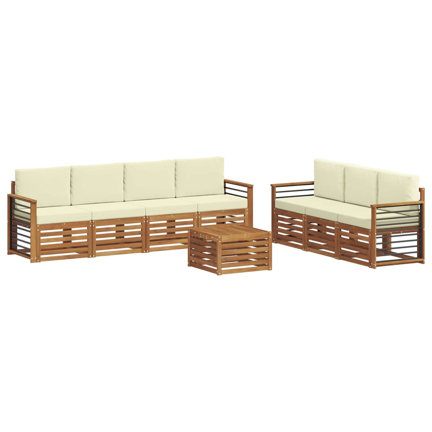 vidaXL Σετ Καναπέ 8 pcs Φυσικό και Κρέμα Στερεό Ξύλο Ακακίας