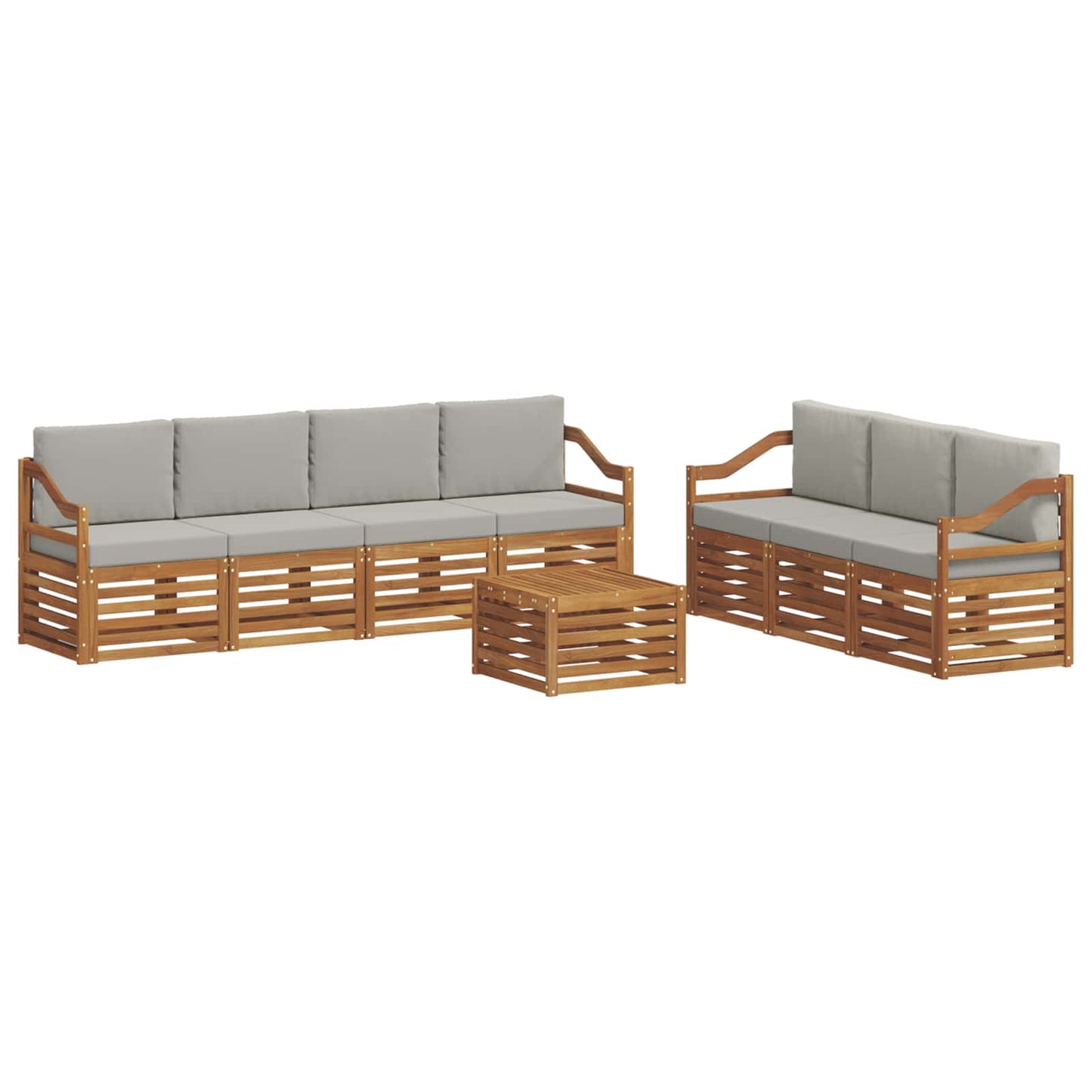 vidaXL Σετ Καναπέ 8 pcs Φυσικό και Ανοιχτό Γκρι Στερεό Ξύλο Ακακίας