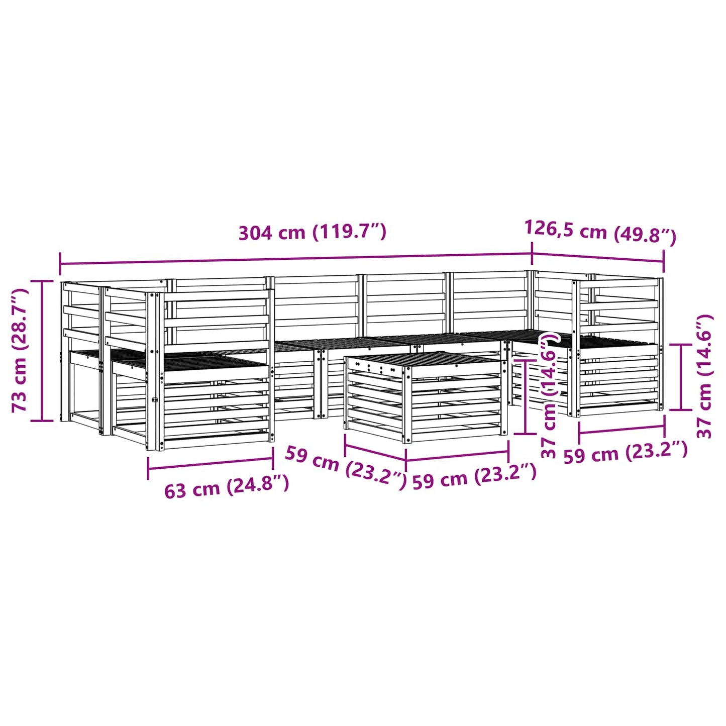 vidaXL Σετ Καναπέ 8 pcs Φυσικό Στερεό Ξύλο Ακακίας
