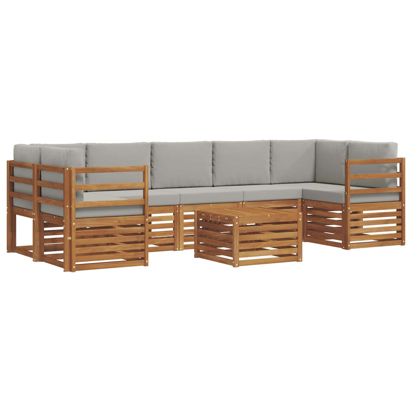 vidaXL Σειρά Καναπέ Εξωτερικού 8 pcs Φυσικό και Ανοιχτό Γκρι