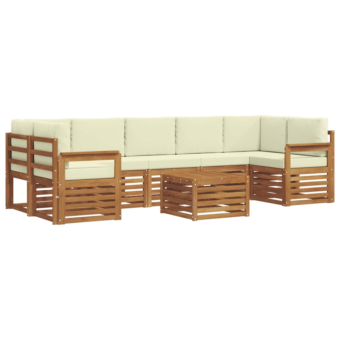 vidaXL Σειρά Καναπέ Εξωτερικού με μαξιλάρι 8 pcs Φυσικό και Κρέμα
