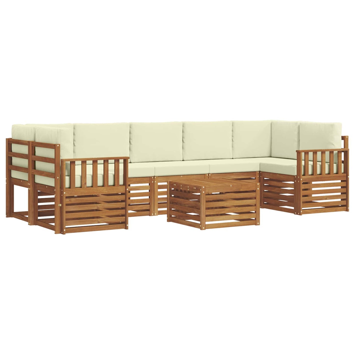 vidaXL Σειρά Καναπέ Εξωτερικού με μαξιλάρι 8 pcs Φυσικό και Κρέμα