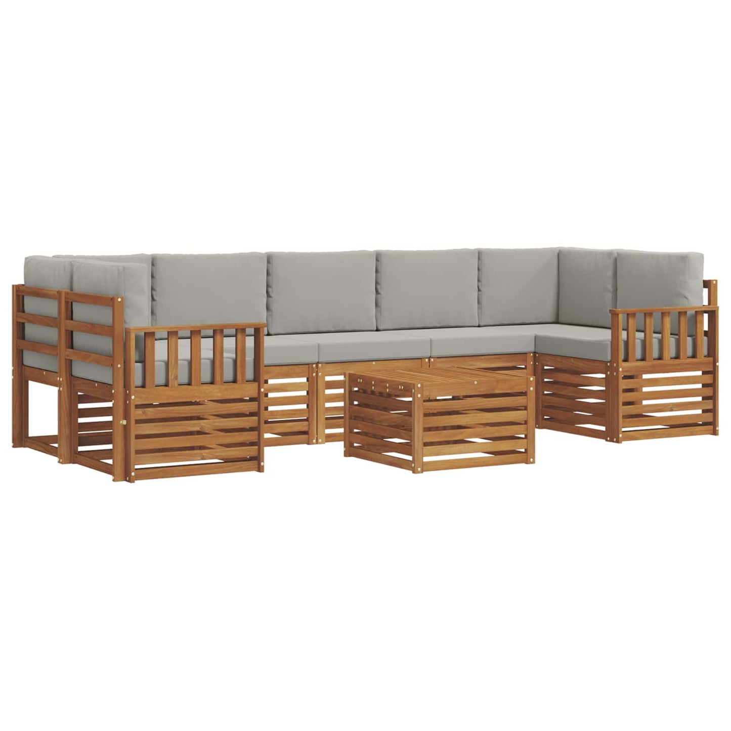 vidaXL Σειρά Καναπέ Εξωτερικού 8 pcs Φυσικό και Ανοιχτό Γκρι