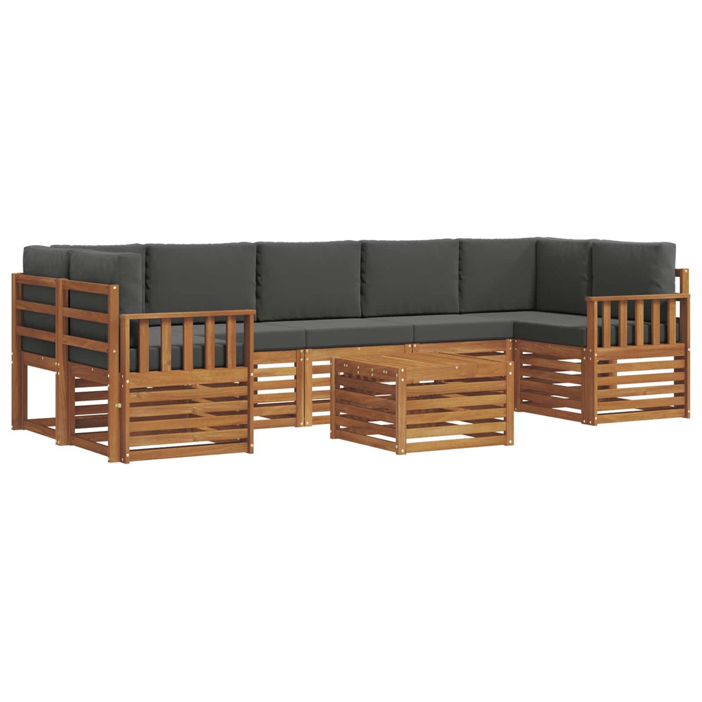 vidaXL Σειρά Καναπέ Εξωτερικού με μαξιλάρι 8 pcs Φυσικό και Ανθρακί