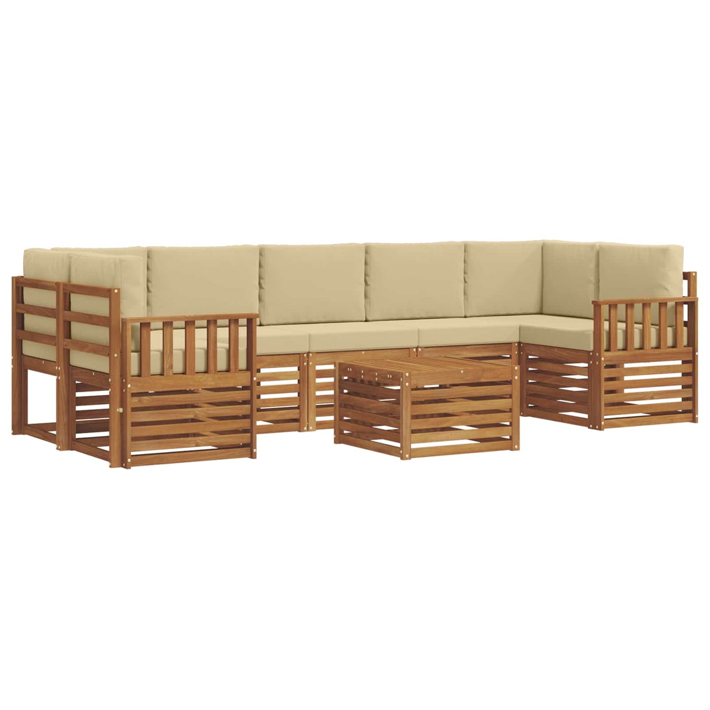 vidaXL Σειρά Καναπέ Εξωτερικού με μαξιλάρι 8 pcs Φυσικό και Μπεζ