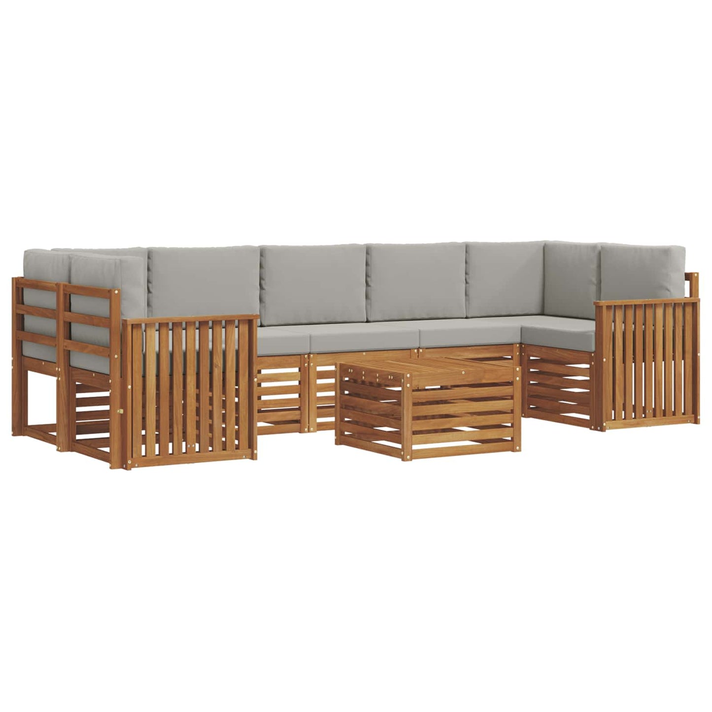 vidaXL Σειρά Καναπέ Εξωτερικού 8 pcs Φυσικό και Ανοιχτό Γκρι