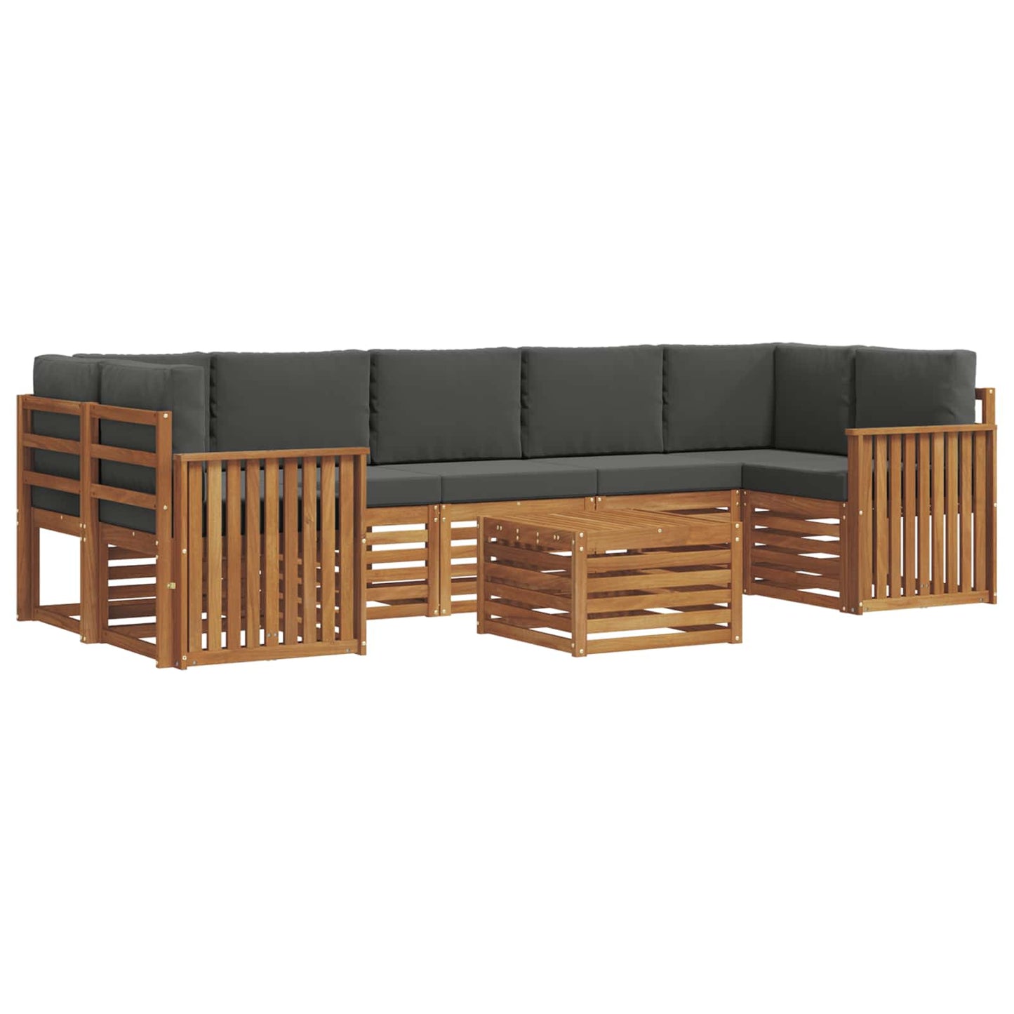 vidaXL Σειρά Καναπέ Εξωτερικού με μαξιλάρι 8 pcs Φυσικό και Ανθρακί