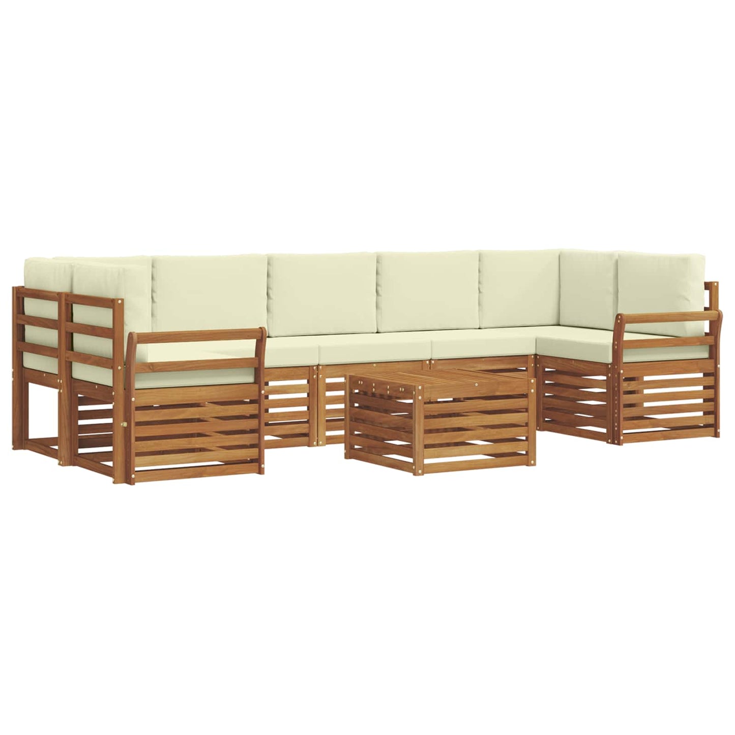 vidaXL Σειρά Καναπέ Εξωτερικού με μαξιλάρι 8 pcs Φυσικό και Κρέμα