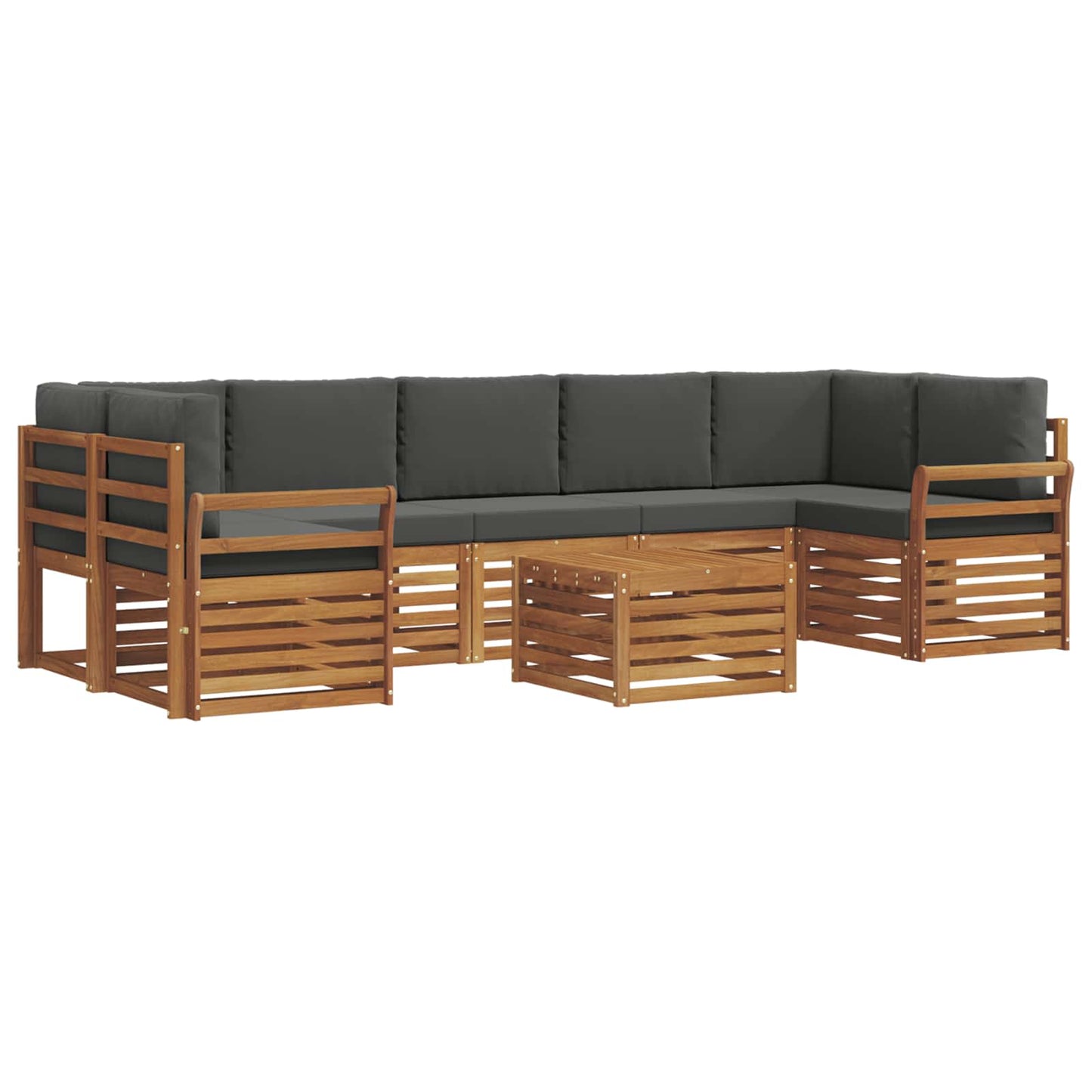 vidaXL Σειρά Καναπέ Εξωτερικού με μαξιλάρι 8 pcs Φυσικό και Ανθρακί