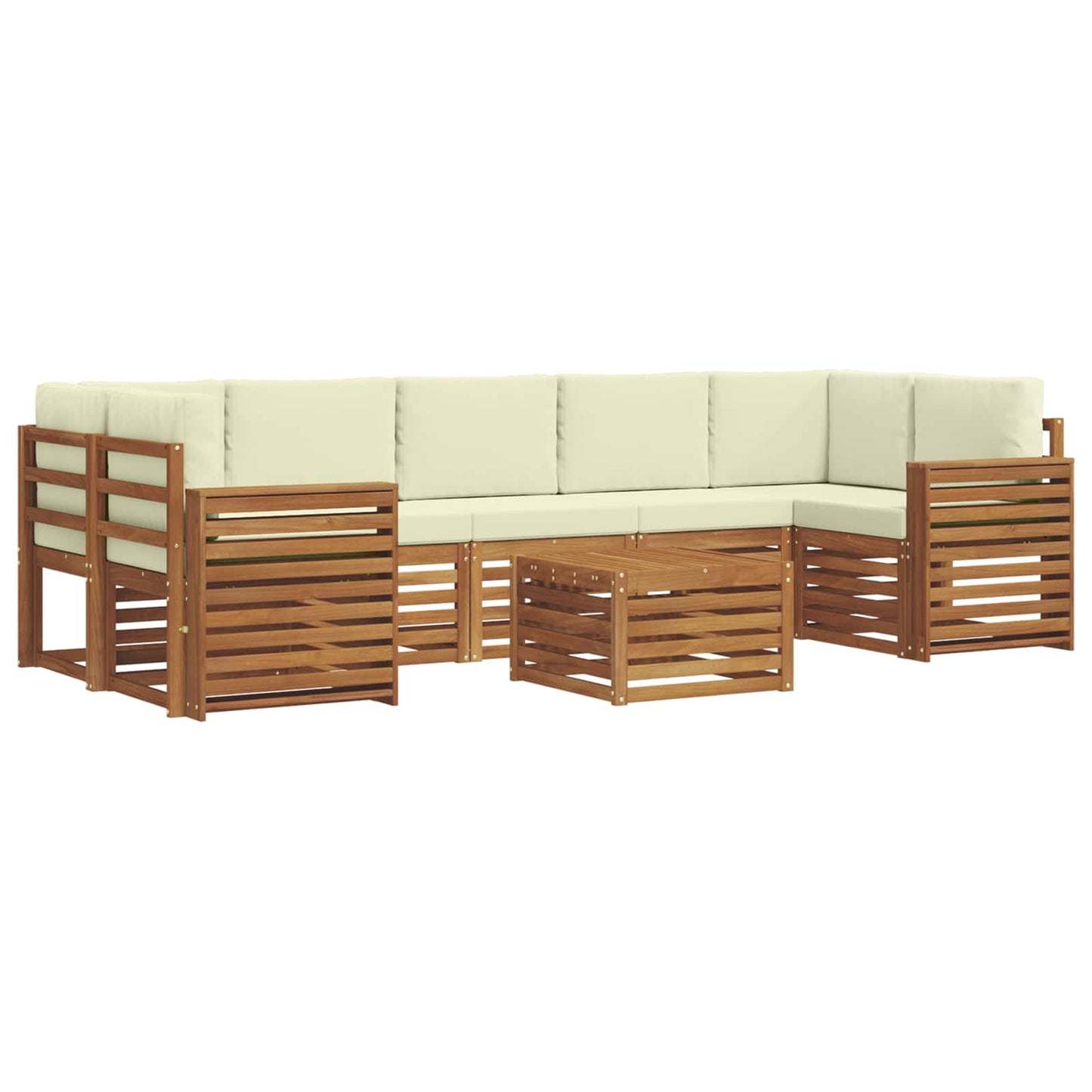 vidaXL Σειρά Καναπέ Εξωτερικού με μαξιλάρι 8 pcs Φυσικό και Κρέμα