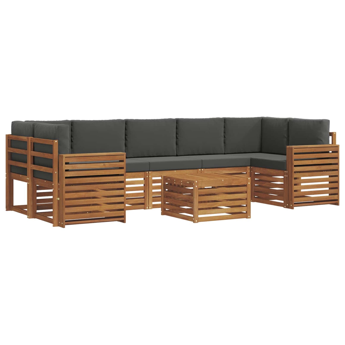 vidaXL Σειρά Καναπέ Εξωτερικού με μαξιλάρι 8 pcs Φυσικό και Ανθρακί