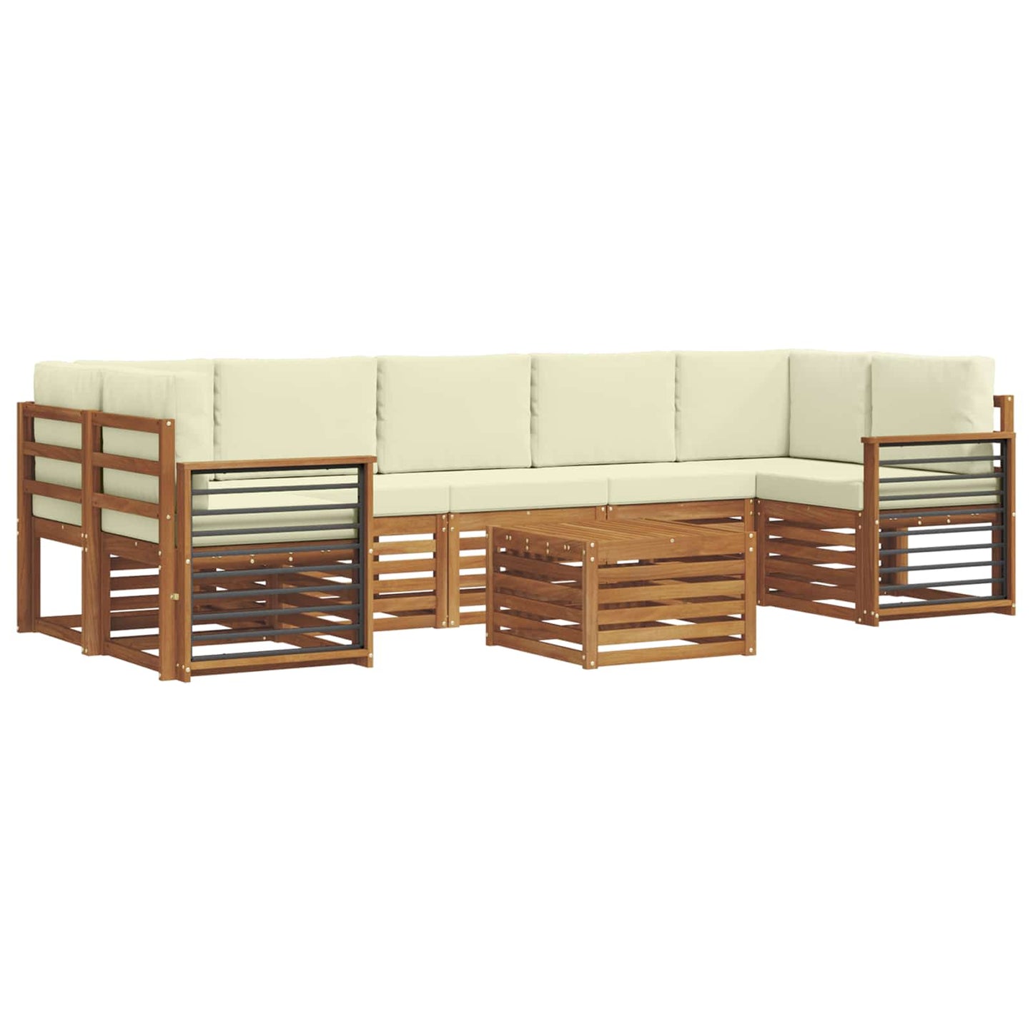 vidaXL Σειρά Καναπέ Εξωτερικού με μαξιλάρι 8 pcs Φυσικό και Κρέμα