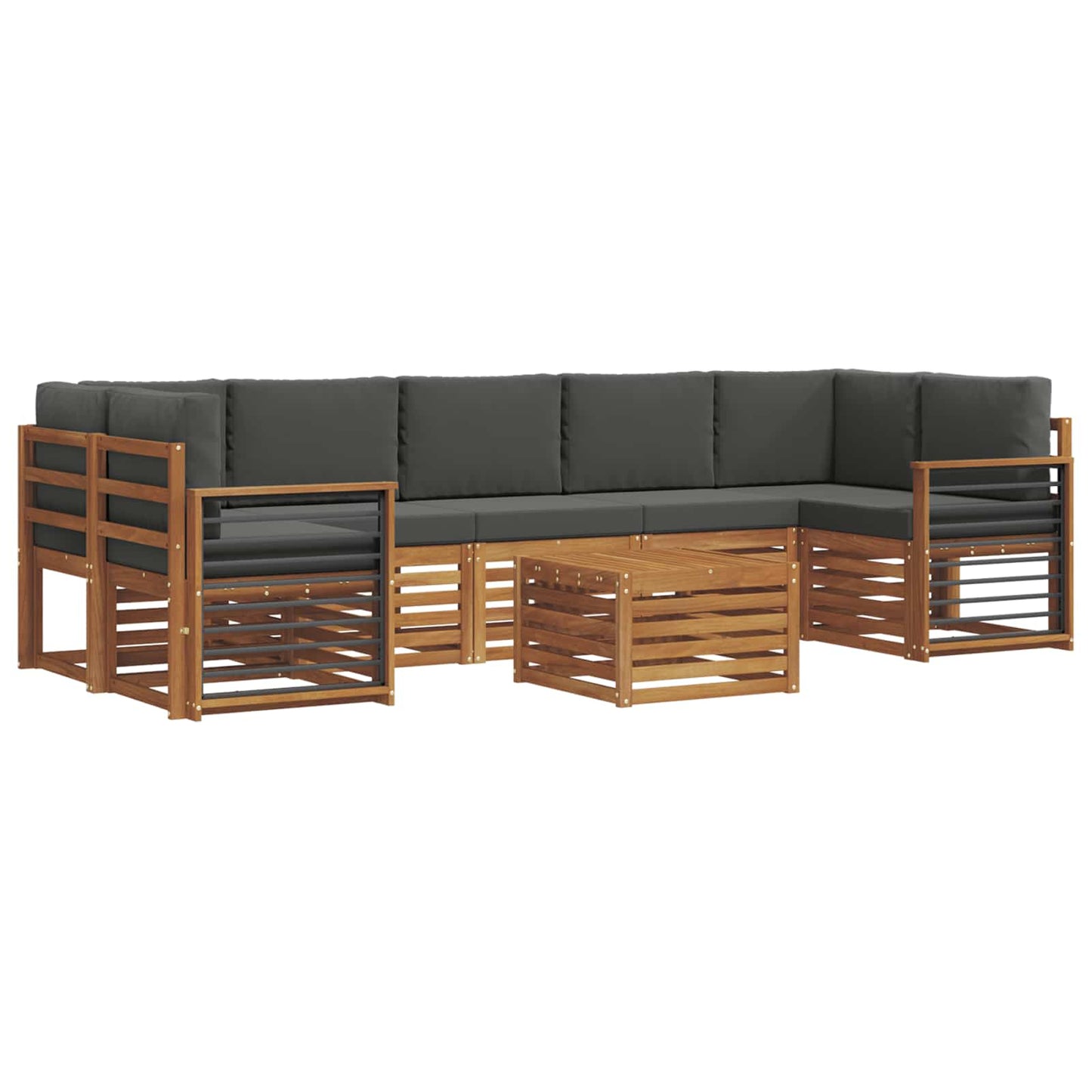 vidaXL Σειρά Καναπέ Εξωτερικού με μαξιλάρι 8 pcs Φυσικό και Ανθρακί