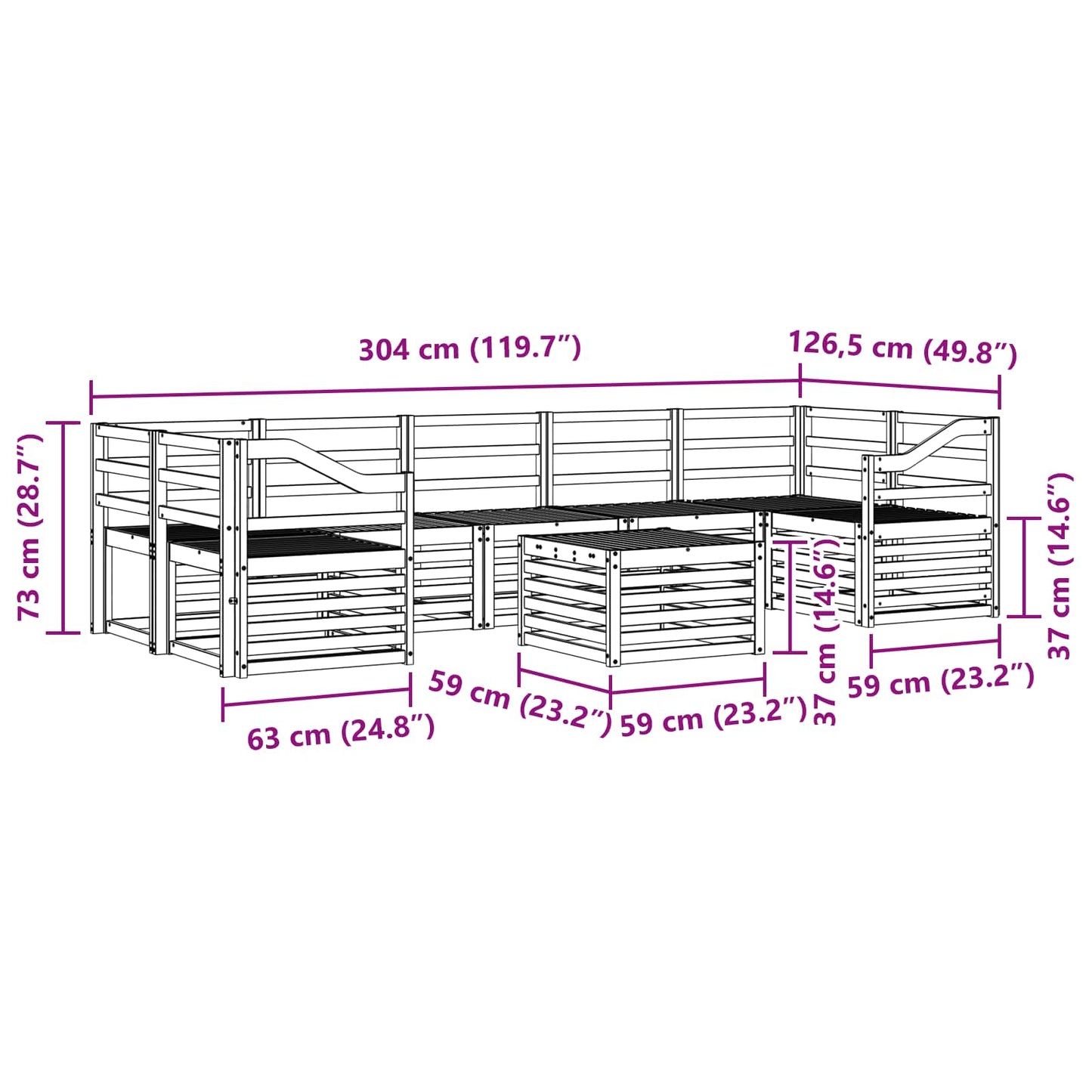 vidaXL Σετ Καναπέ 8 pcs Φυσικό Στερεό Ξύλο Ακακίας