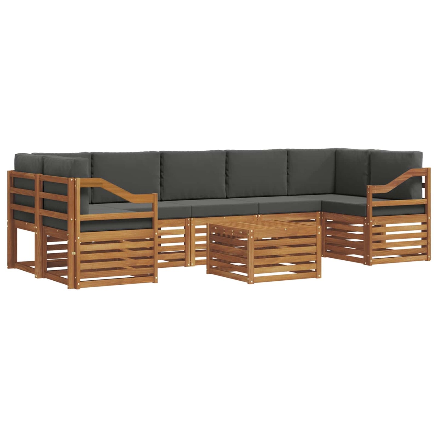 vidaXL Σειρά Καναπέ Εξωτερικού με μαξιλάρι 8 pcs Φυσικό και Ανθρακί