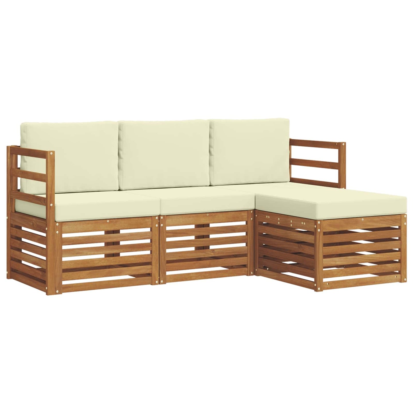 vidaXL Σειρά Καναπέ Εξωτερικού με μαξιλάρι 4 pcs Φυσικό και Κρέμα