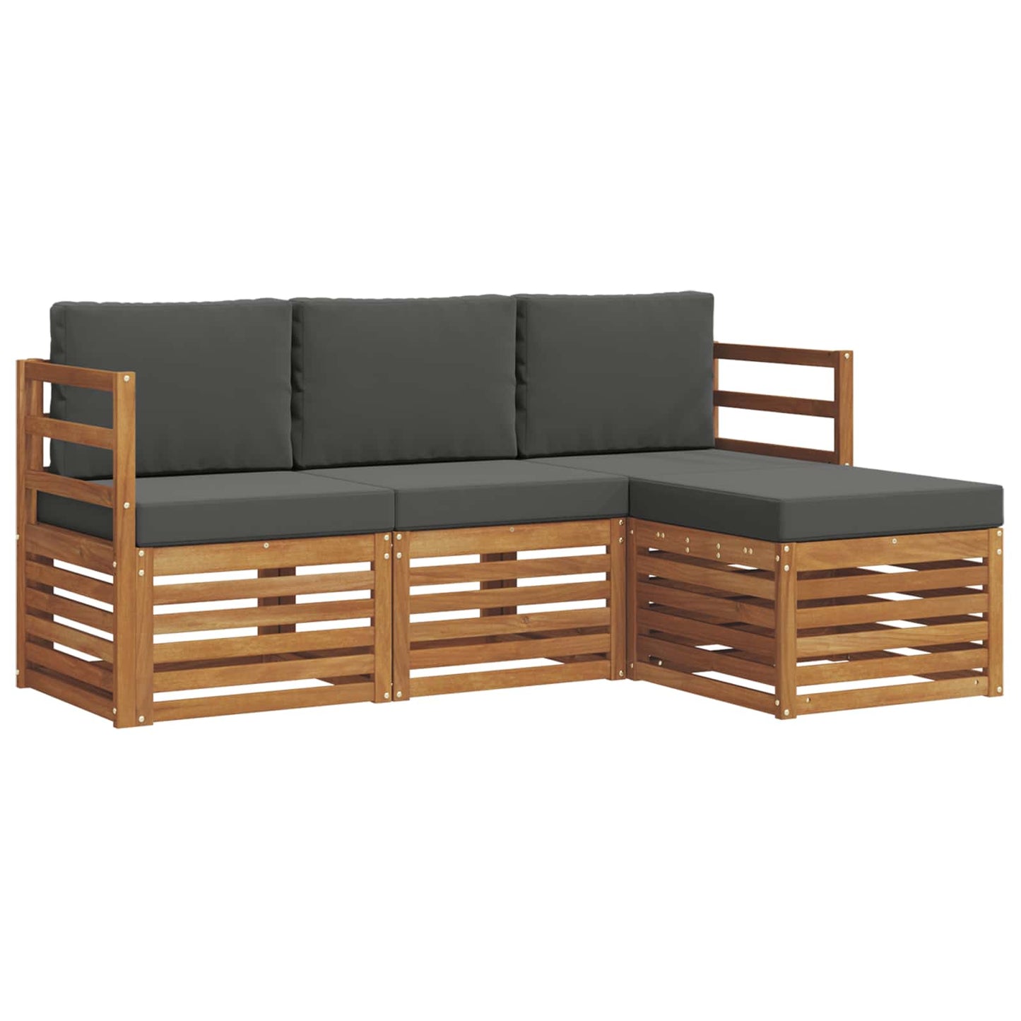vidaXL Σειρά Καναπέ Εξωτερικού με μαξιλάρι 4 pcs Φυσικό και Ανθρακί