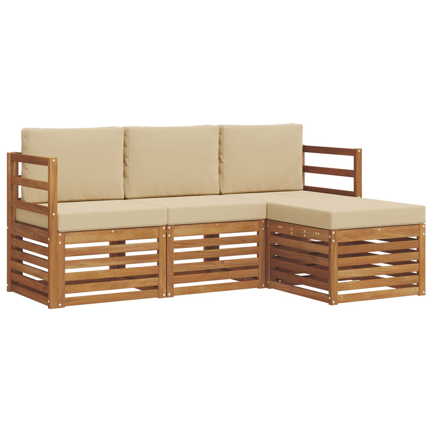 vidaXL Σειρά Καναπέ Εξωτερικού με μαξιλάρι 4 pcs Φυσικό και Μπεζ