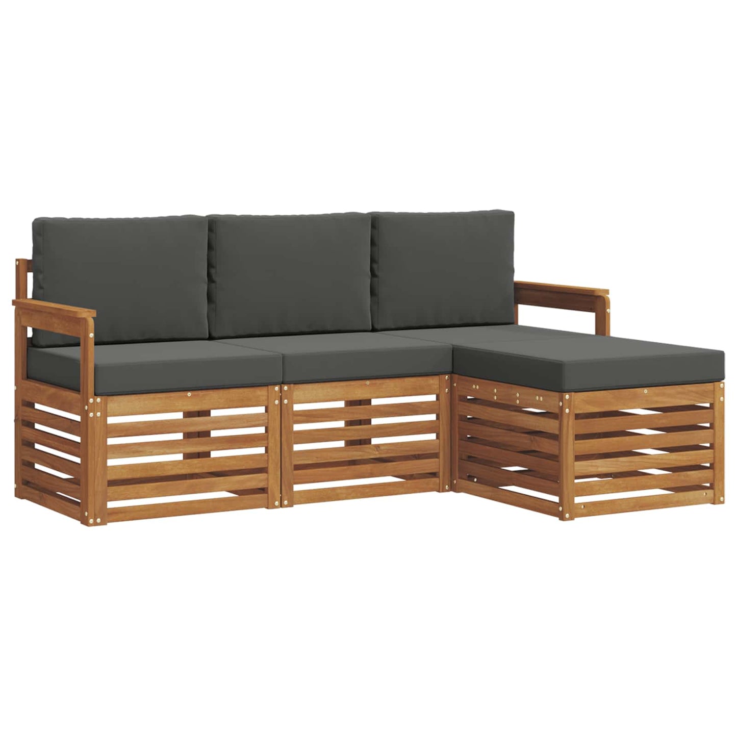 vidaXL Σειρά Καναπέ Εξωτερικού με μαξιλάρι 4 pcs Φυσικό και Ανθρακί