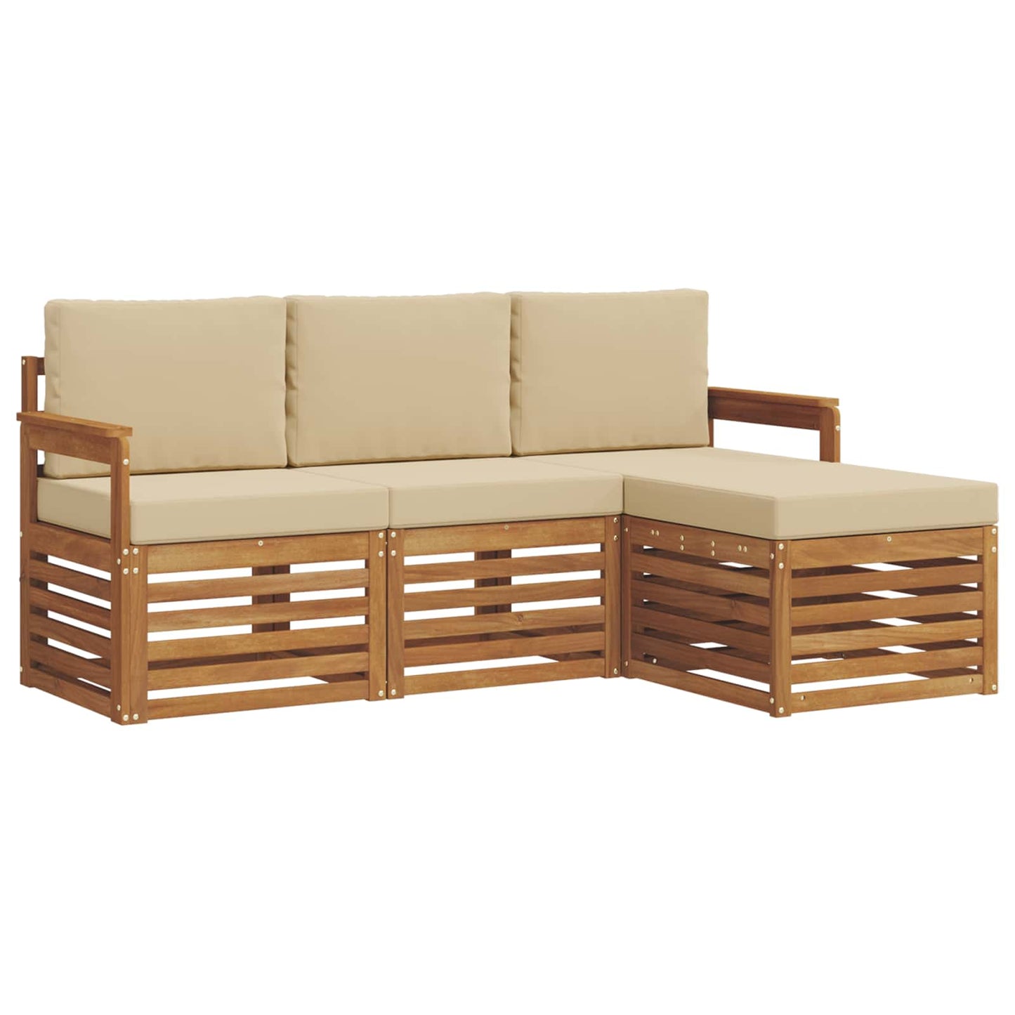 vidaXL Σειρά Καναπέ Εξωτερικού με μαξιλάρι 4 pcs Φυσικό και Μπεζ
