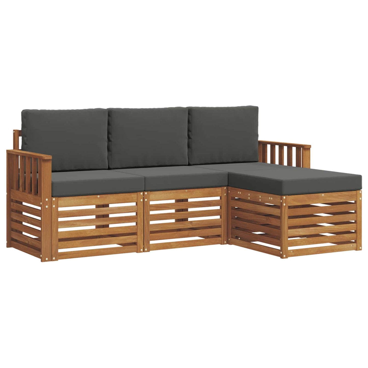 vidaXL Σειρά Καναπέ Εξωτερικού με μαξιλάρι 4 pcs Φυσικό και Ανθρακί