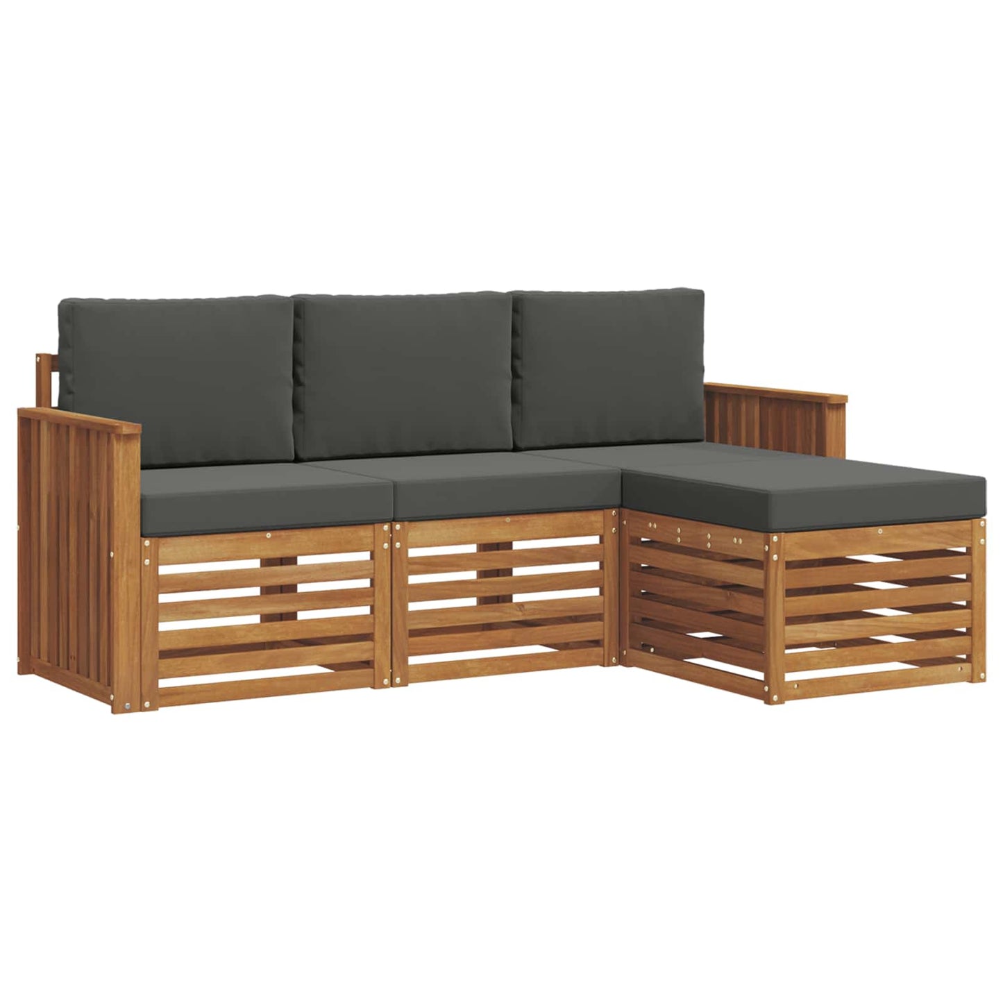 vidaXL Σειρά Καναπέ Εξωτερικού με μαξιλάρι 4 pcs Φυσικό και Ανθρακί