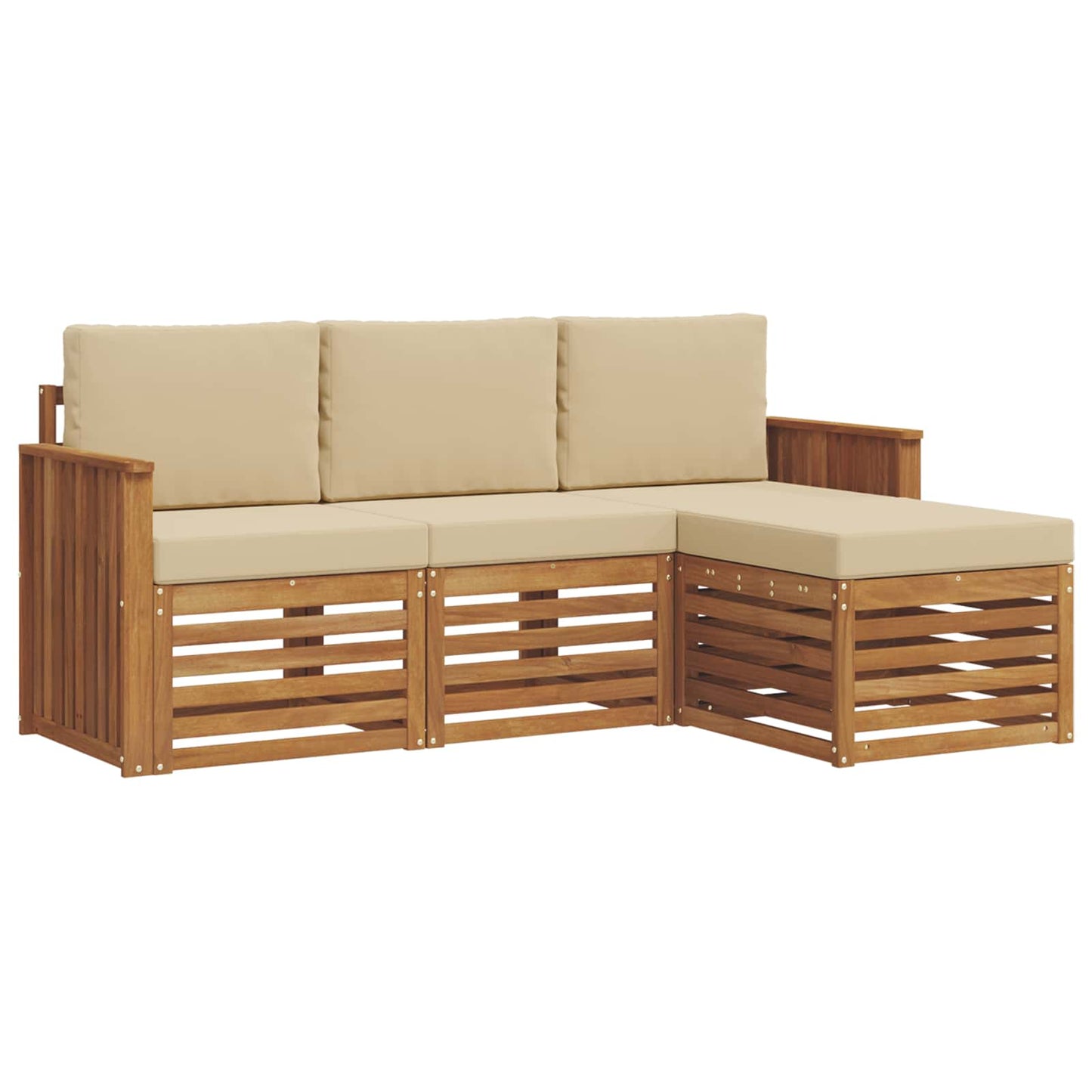 vidaXL Σειρά Καναπέ Εξωτερικού με μαξιλάρι 4 pcs Φυσικό και Μπεζ