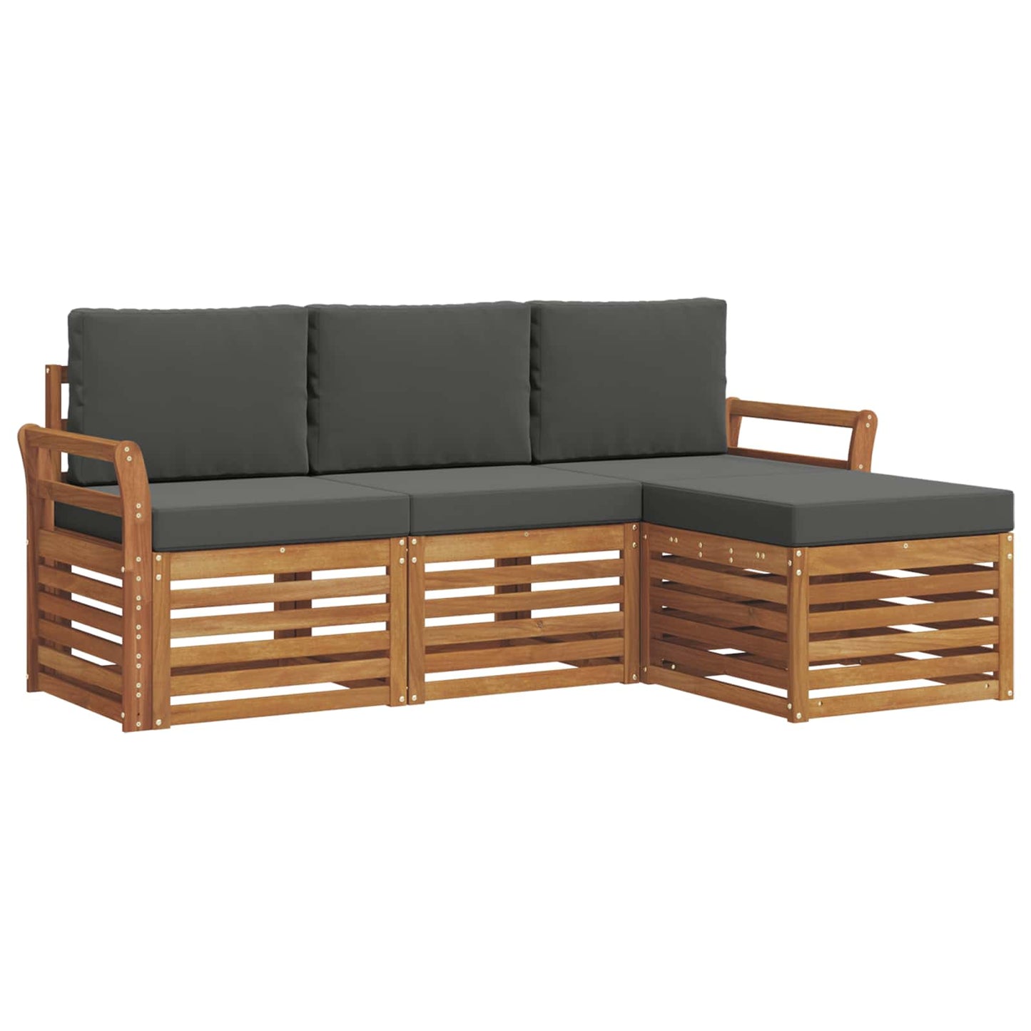 vidaXL Σειρά Καναπέ Εξωτερικού με μαξιλάρι 4 pcs Φυσικό και Ανθρακί
