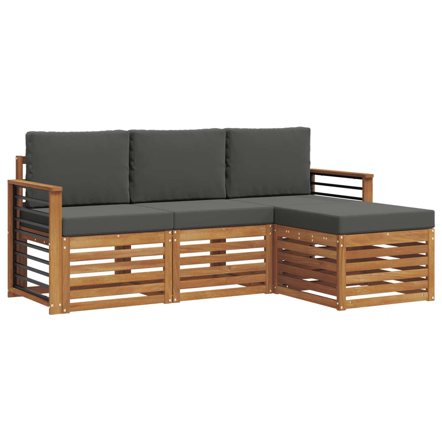 vidaXL Σειρά Καναπέ Εξωτερικού με μαξιλάρι 4 pcs Φυσικό και Ανθρακί
