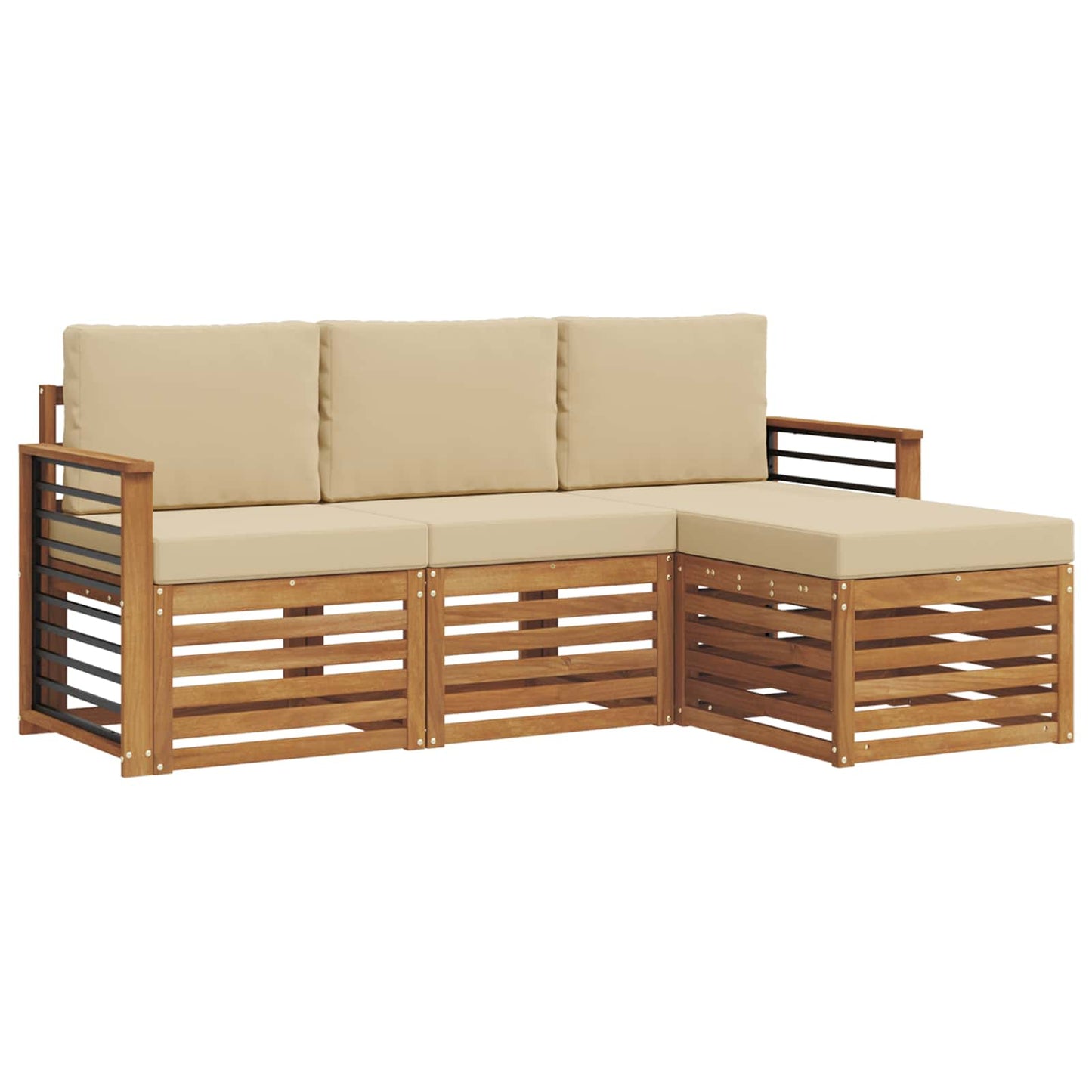 vidaXL Σειρά Καναπέ Εξωτερικού με μαξιλάρι 4 pcs Φυσικό και Μπεζ