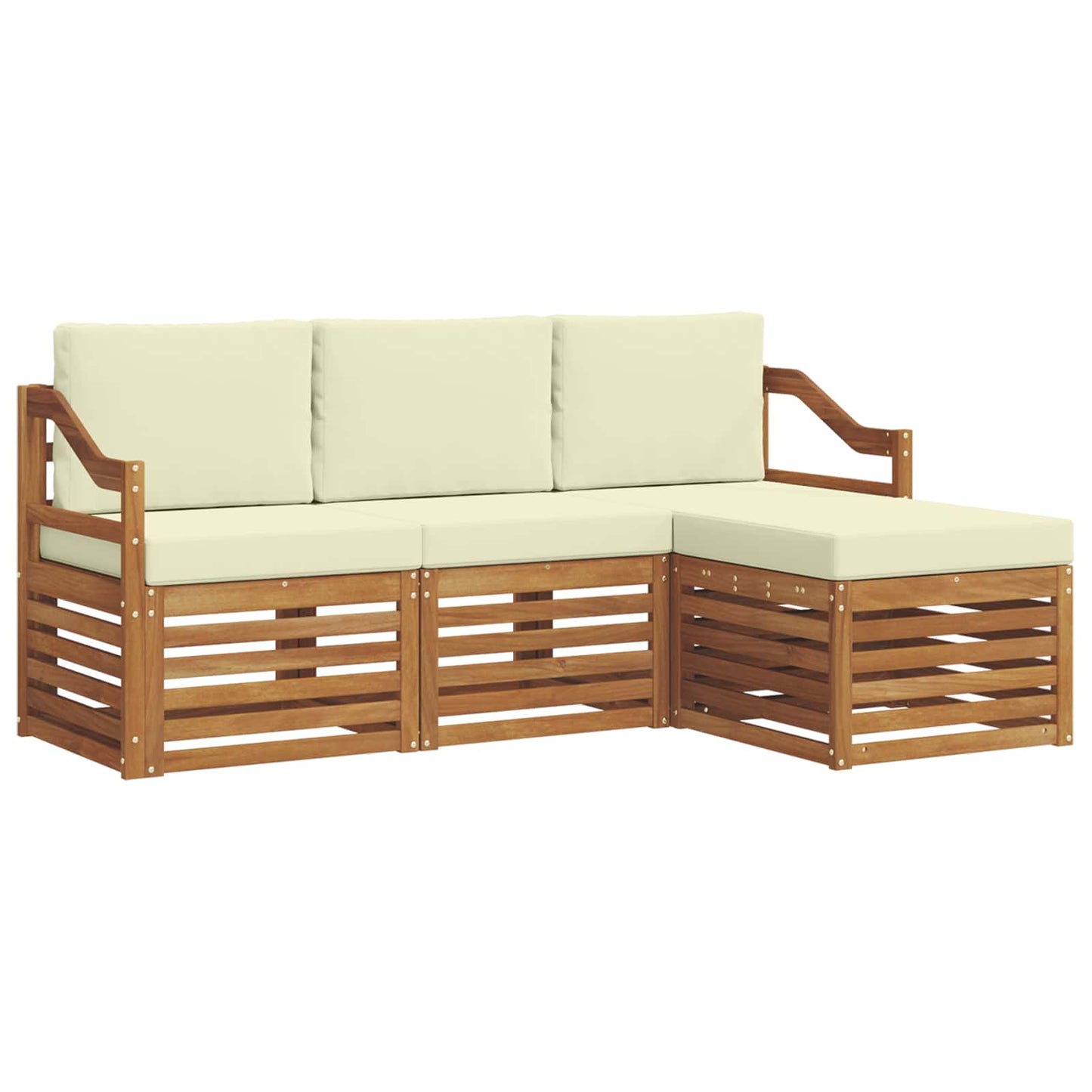 vidaXL Σειρά Καναπέ Εξωτερικού με μαξιλάρι 4 pcs Φυσικό και Κρέμα