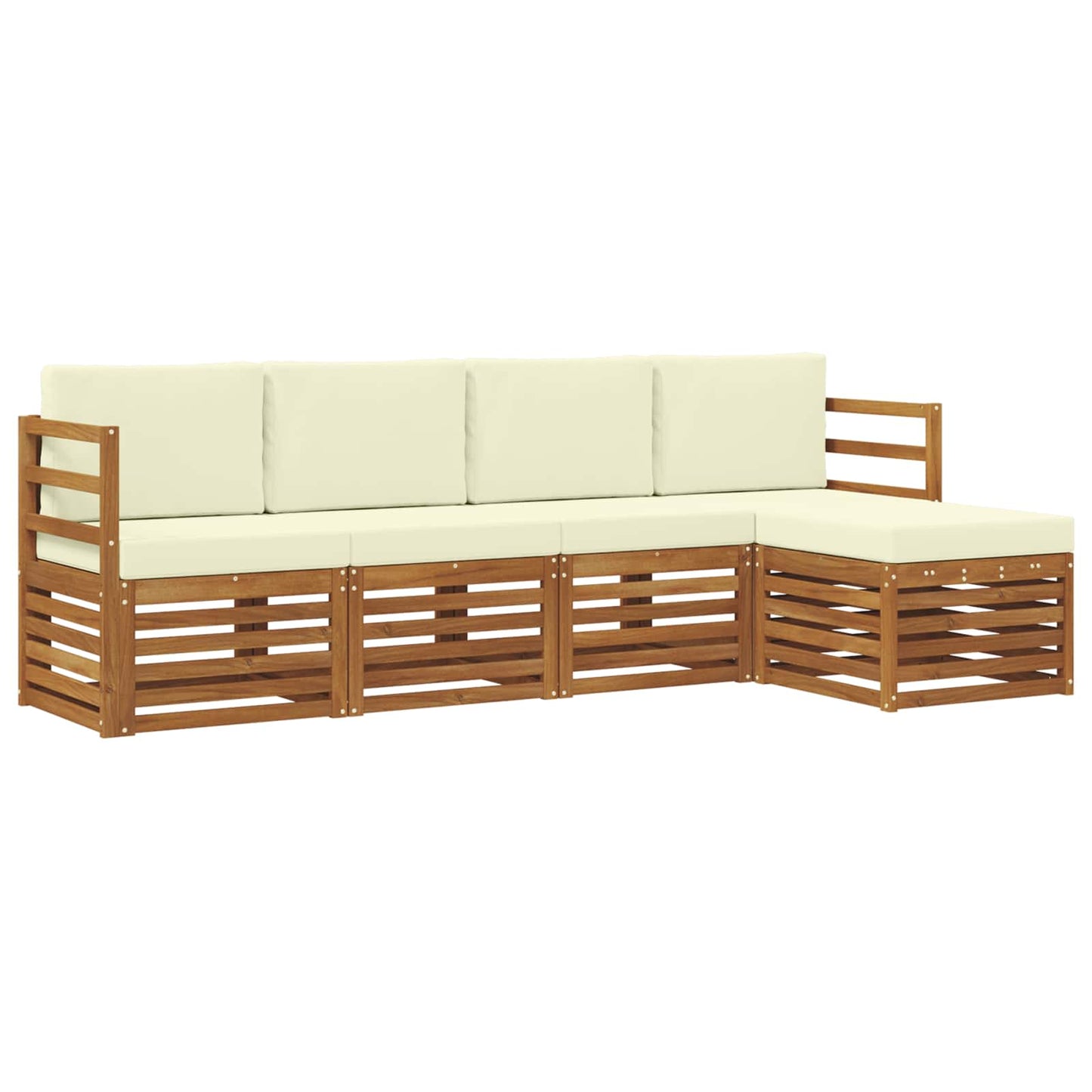 vidaXL Σετ Καναπέ 5 pcs Φυσικό και Κρέμα Στερεό Ξύλο Ακακίας